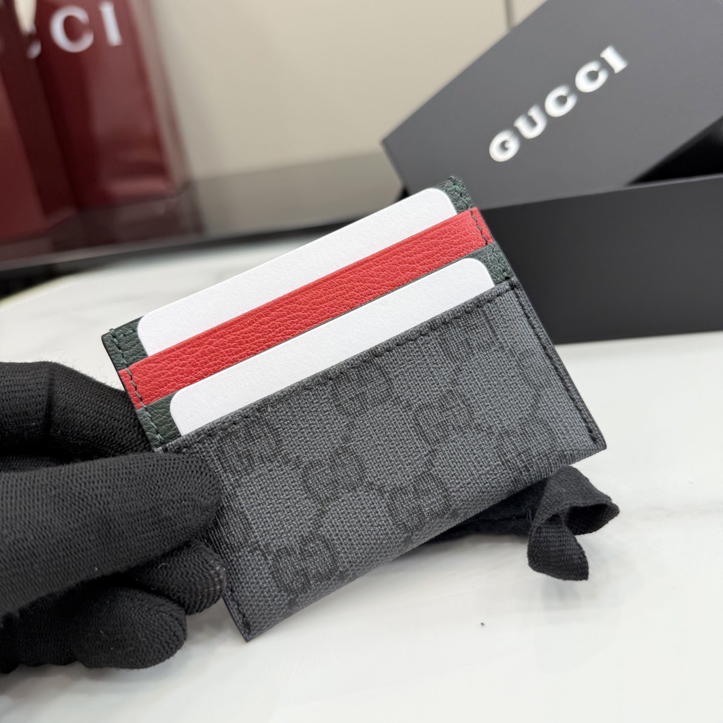 Gucci Card Case With Web Card Slots A0071B - DesignerGu