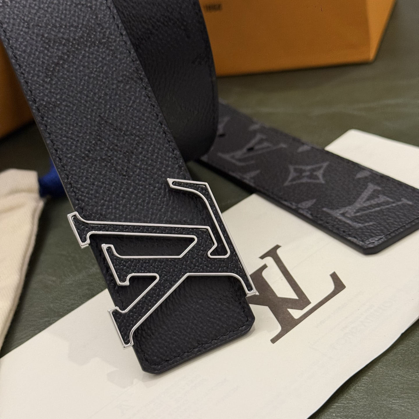 Louis Vuitton LV Initiales Monogram Midnight 40mm Reversible Belt  - DesignerGu