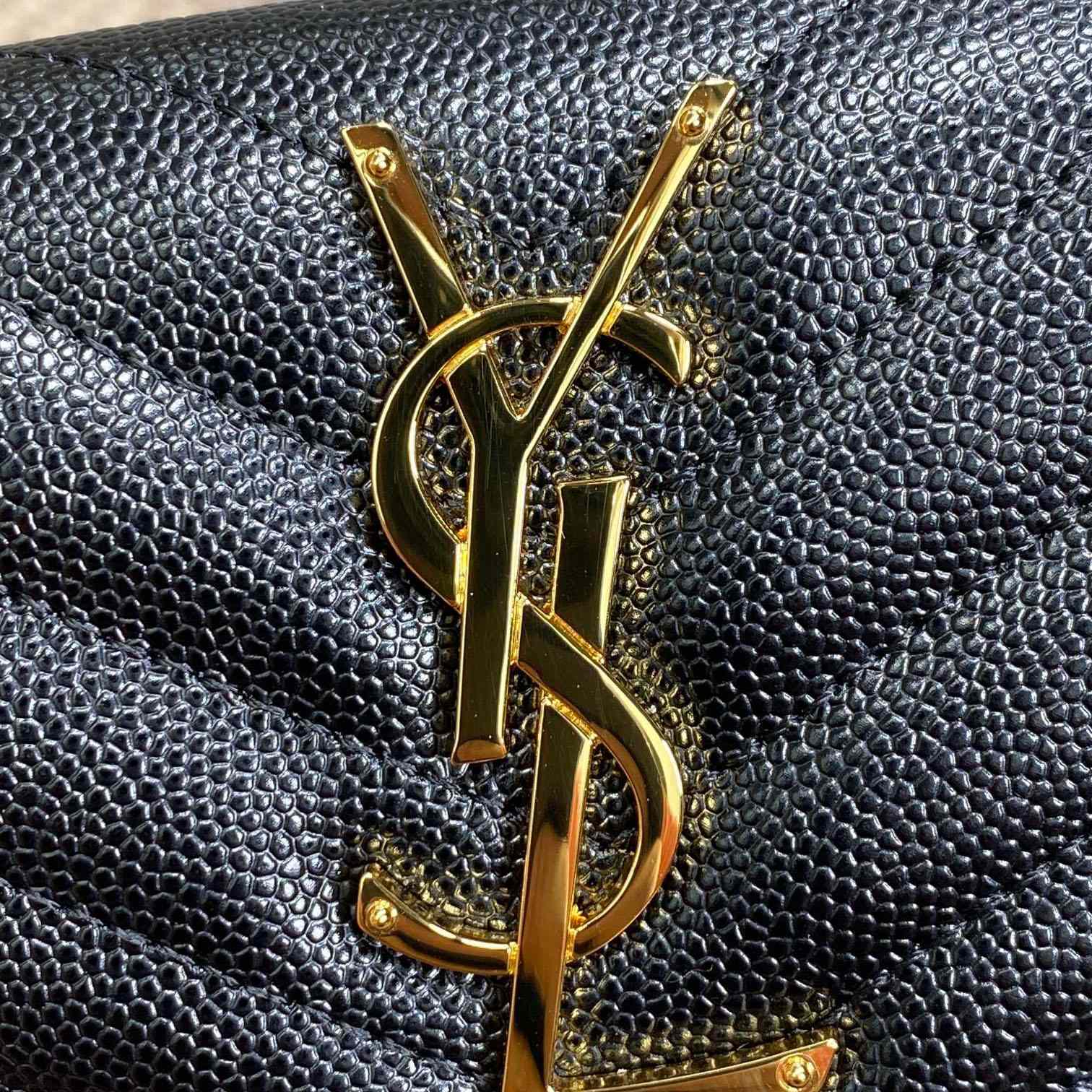Saint Laurent Cassandre YSL Monogram Large Flap Wallet In Grained Leather - DesignerGu