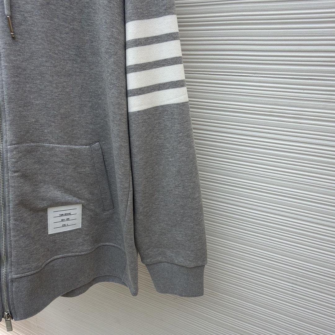 Thom Browne Classic Loopback 4-Bar Zip Up Hoodie - DesignerGu