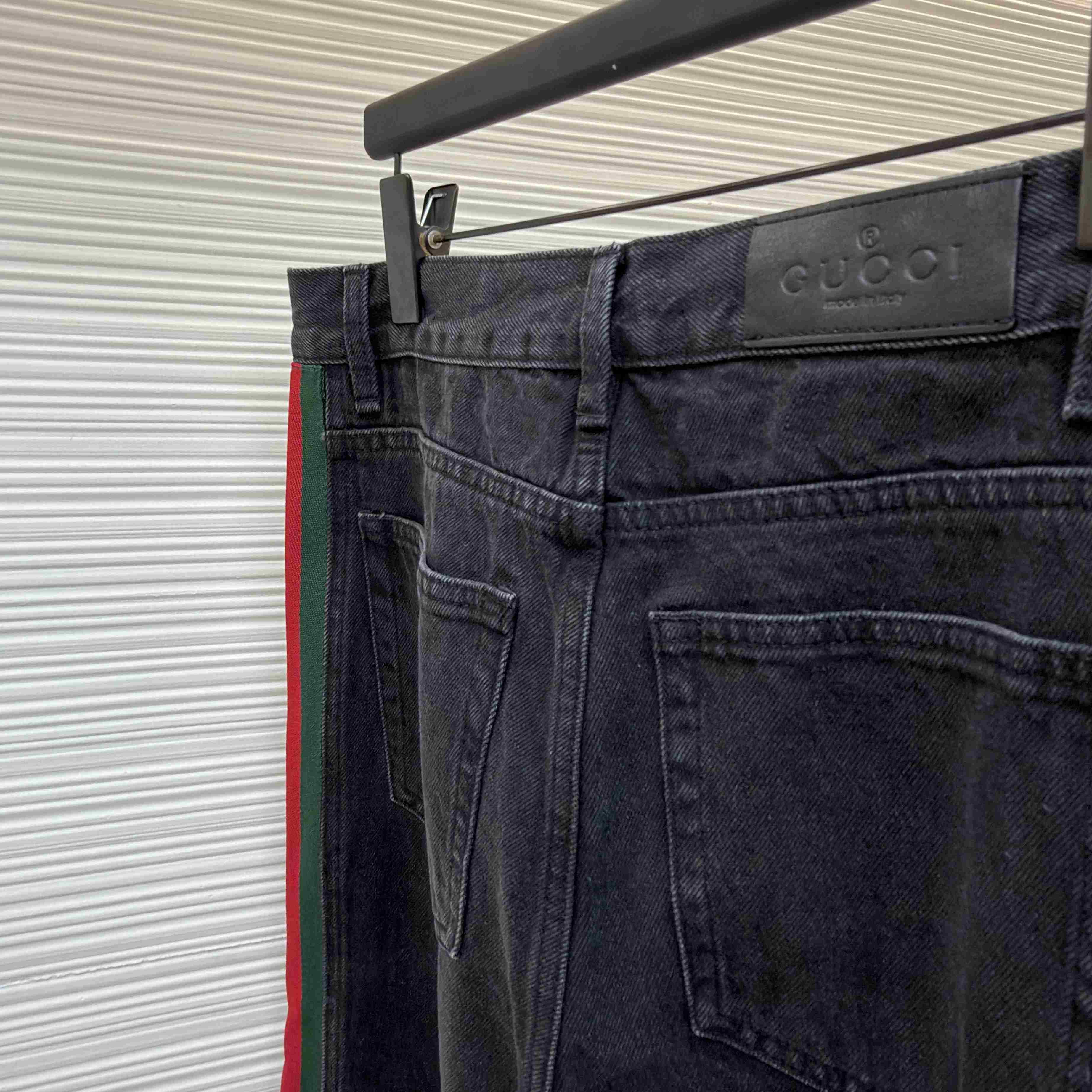 Gucci Cotton Denim Pants With Web Insert - DesignerGu