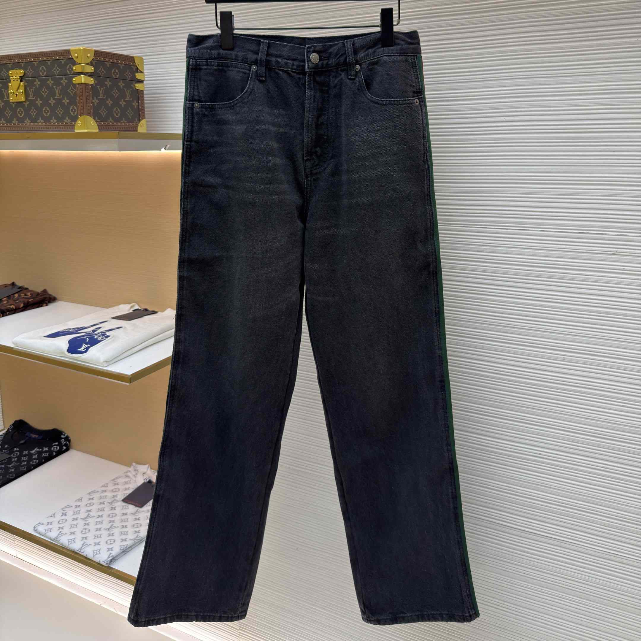Gucci Cotton Denim Pants With Web Insert - DesignerGu