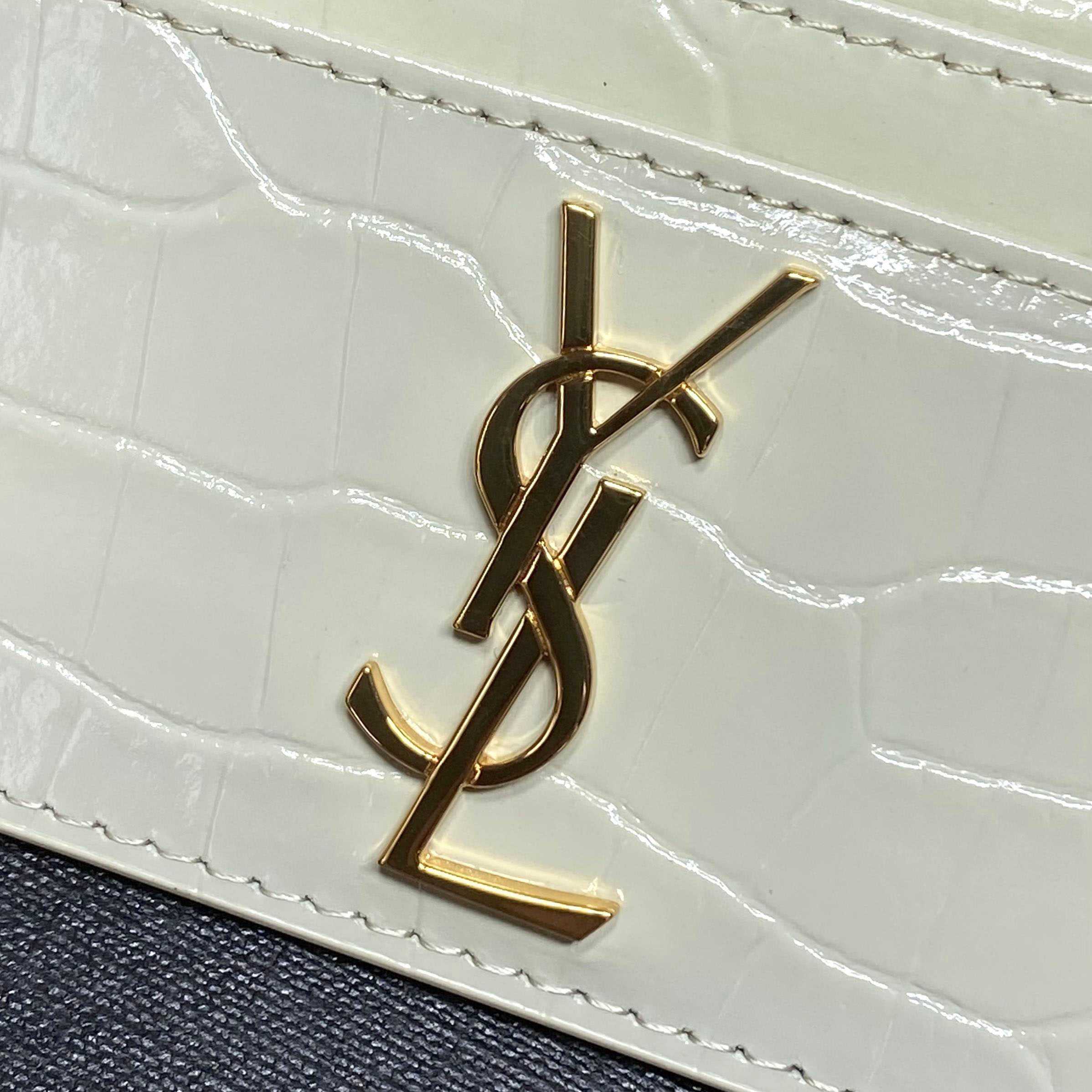 Saint Laurent Cassandre Card Case In Crocodile-Embossed Shiny Leather - DesignerGu