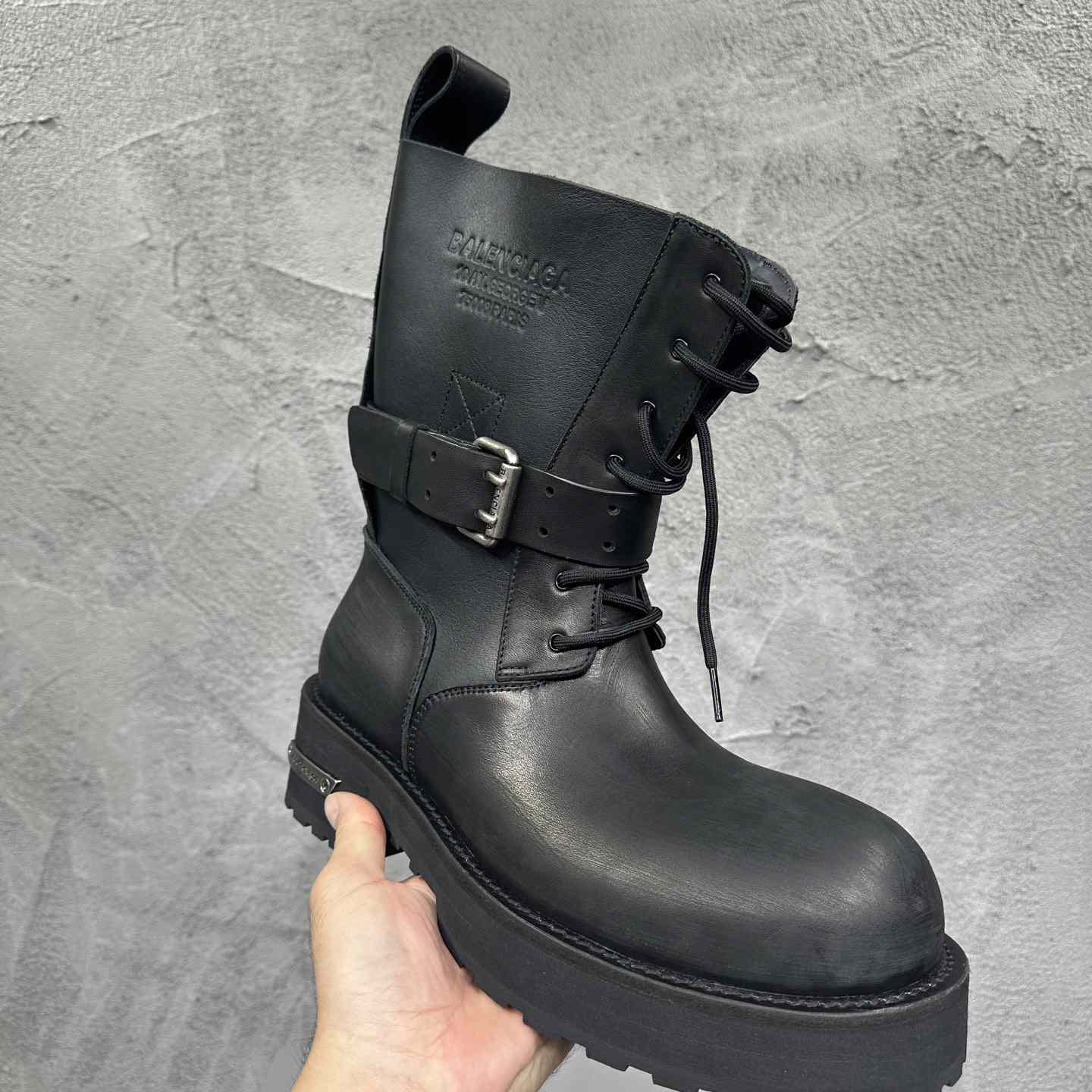 Balenciaga Venom LaceUp Bootie In Black - DesignerGu