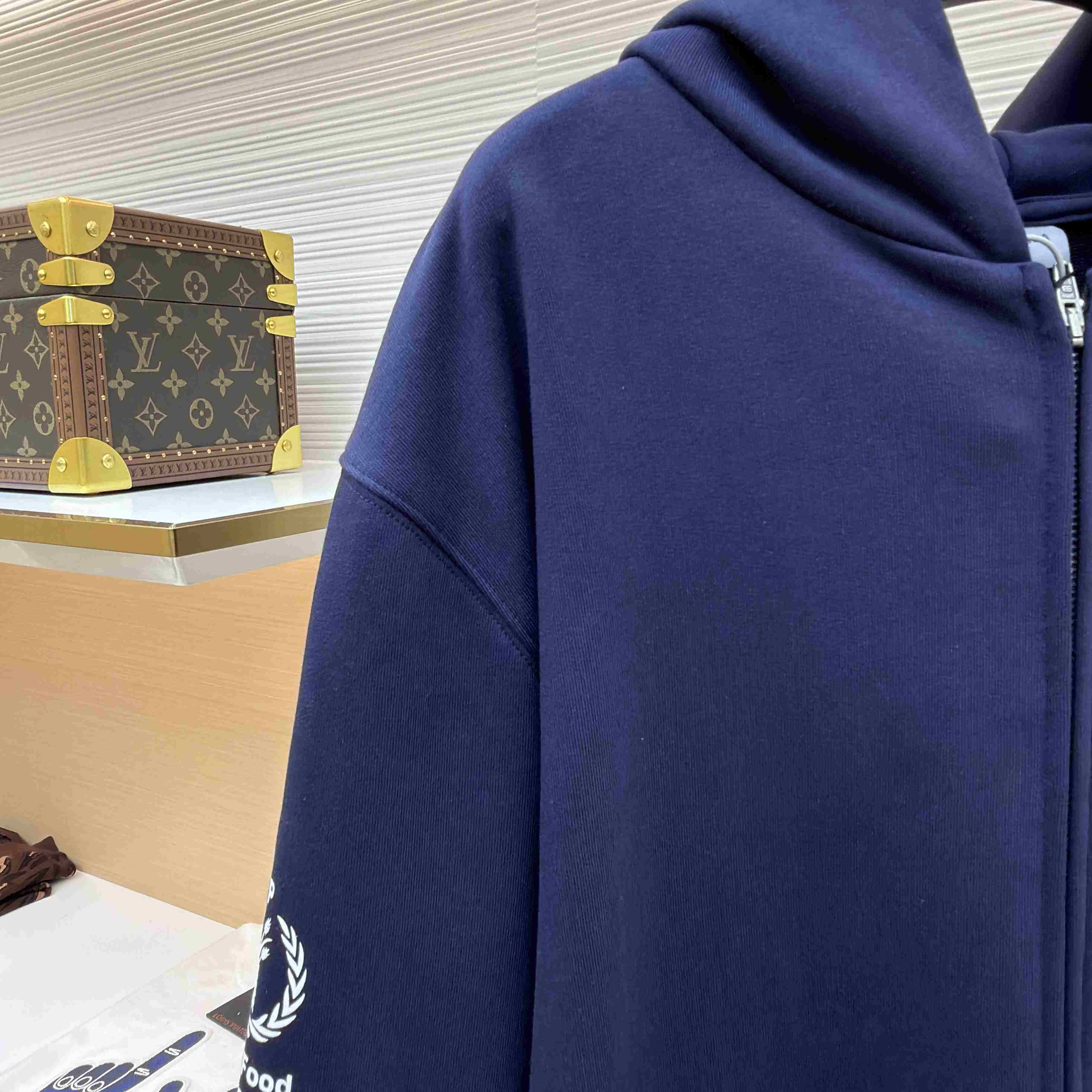 Balenciaga Wfp Regular Zip-up Hoodie In Navy - DesignerGu