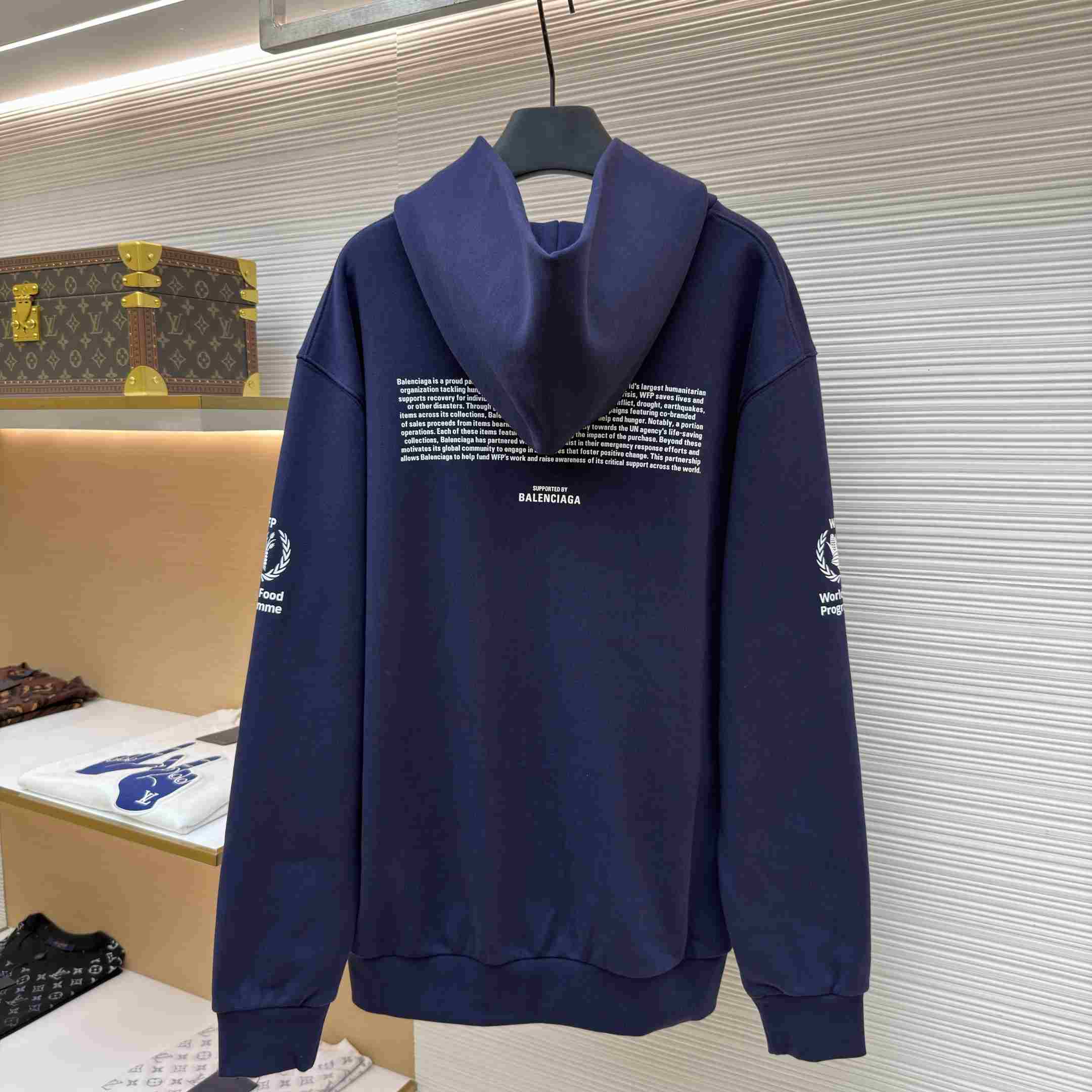 Balenciaga Wfp Regular Zip-up Hoodie In Navy - DesignerGu