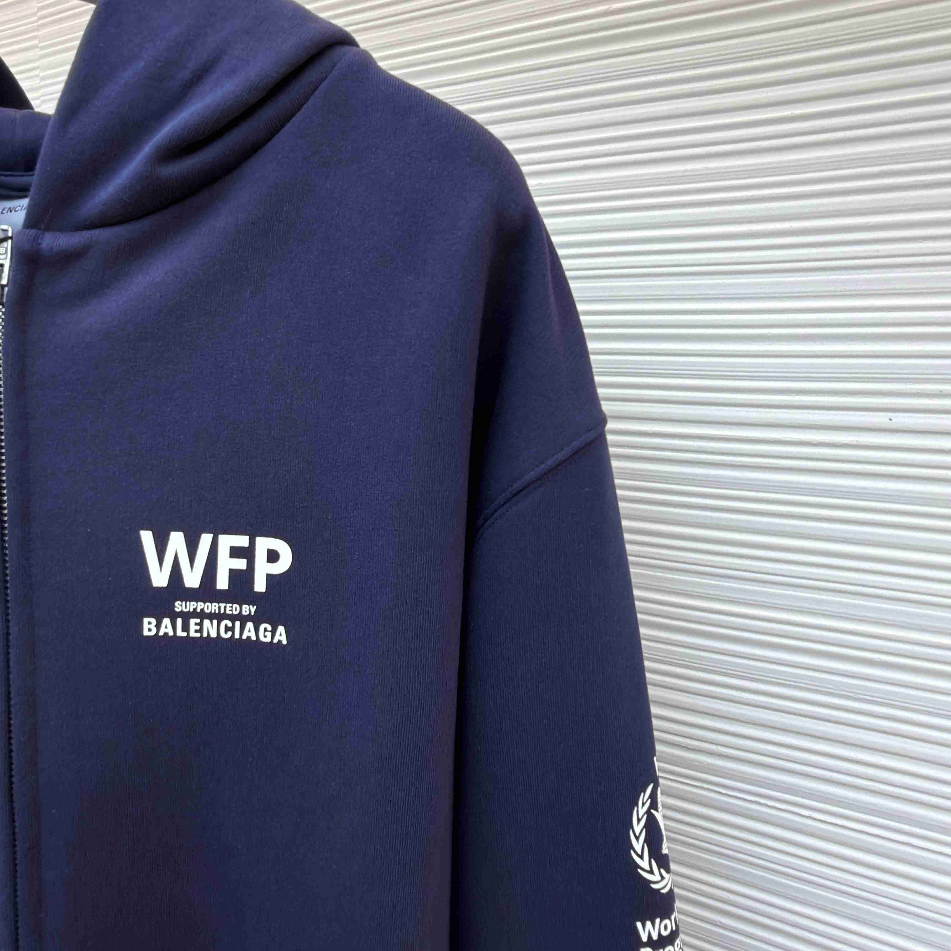 Balenciaga Wfp Regular Zip-up Hoodie In Navy - DesignerGu