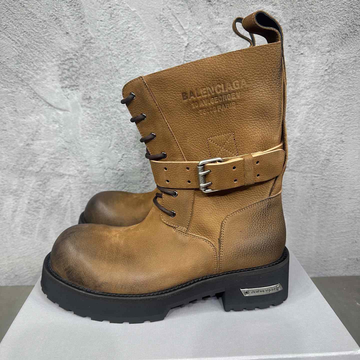 Balenciaga Venom Lace-Up Bootie In Brown - DesignerGu