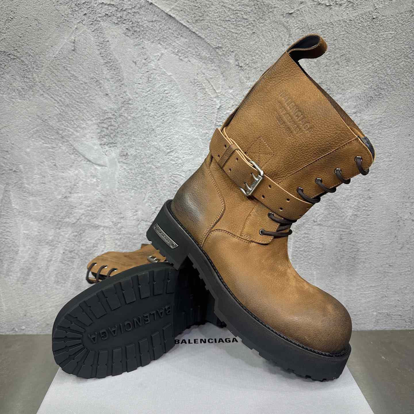 Balenciaga Venom Lace-Up Bootie In Brown - DesignerGu