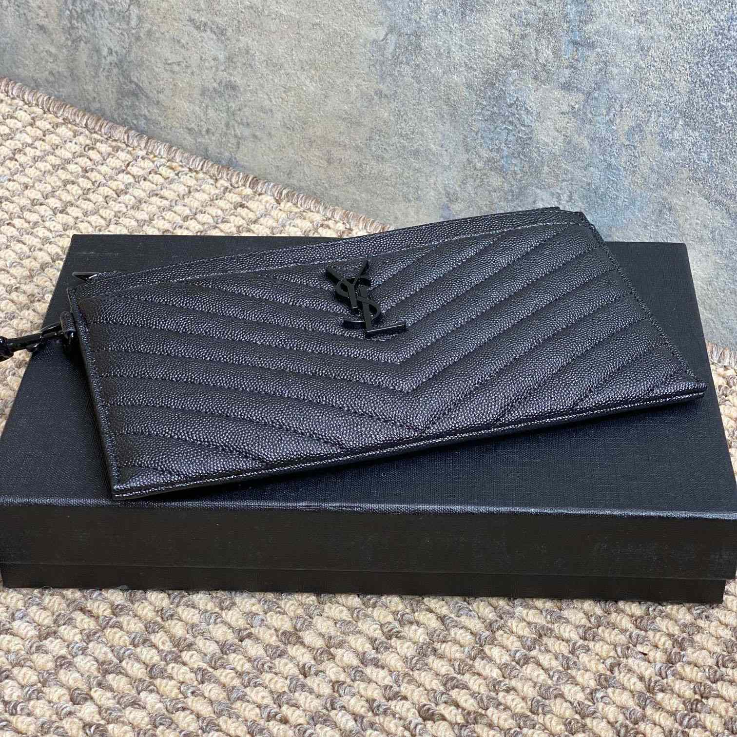 Saint Laurent Monogram Large Bill Pouch In Grained Leather - DesignerGu