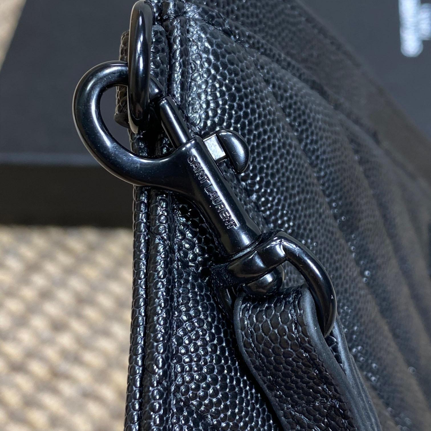 Saint Laurent Monogram Large Bill Pouch In Grained Leather - DesignerGu