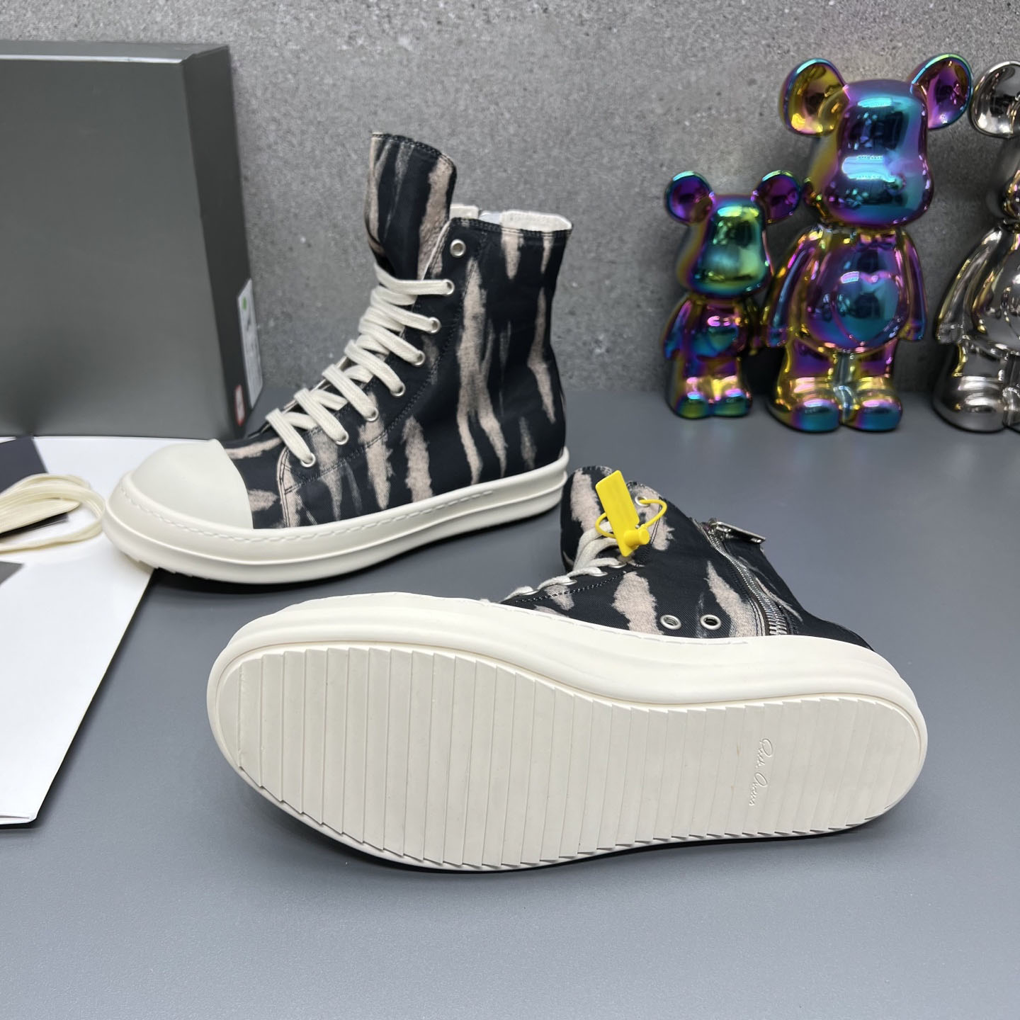 Rick Owens High Sneakers 'Black Terra Sun Denim' - DesignerGu
