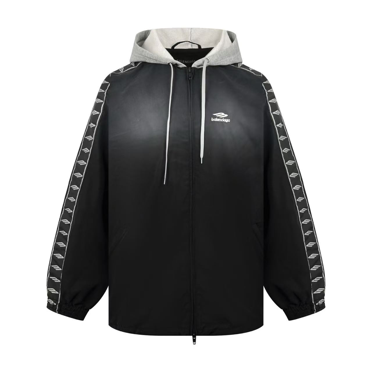 Balenciaga Stripe Tracksuit Jacket Large Fit In Black/grey - DesignerGu