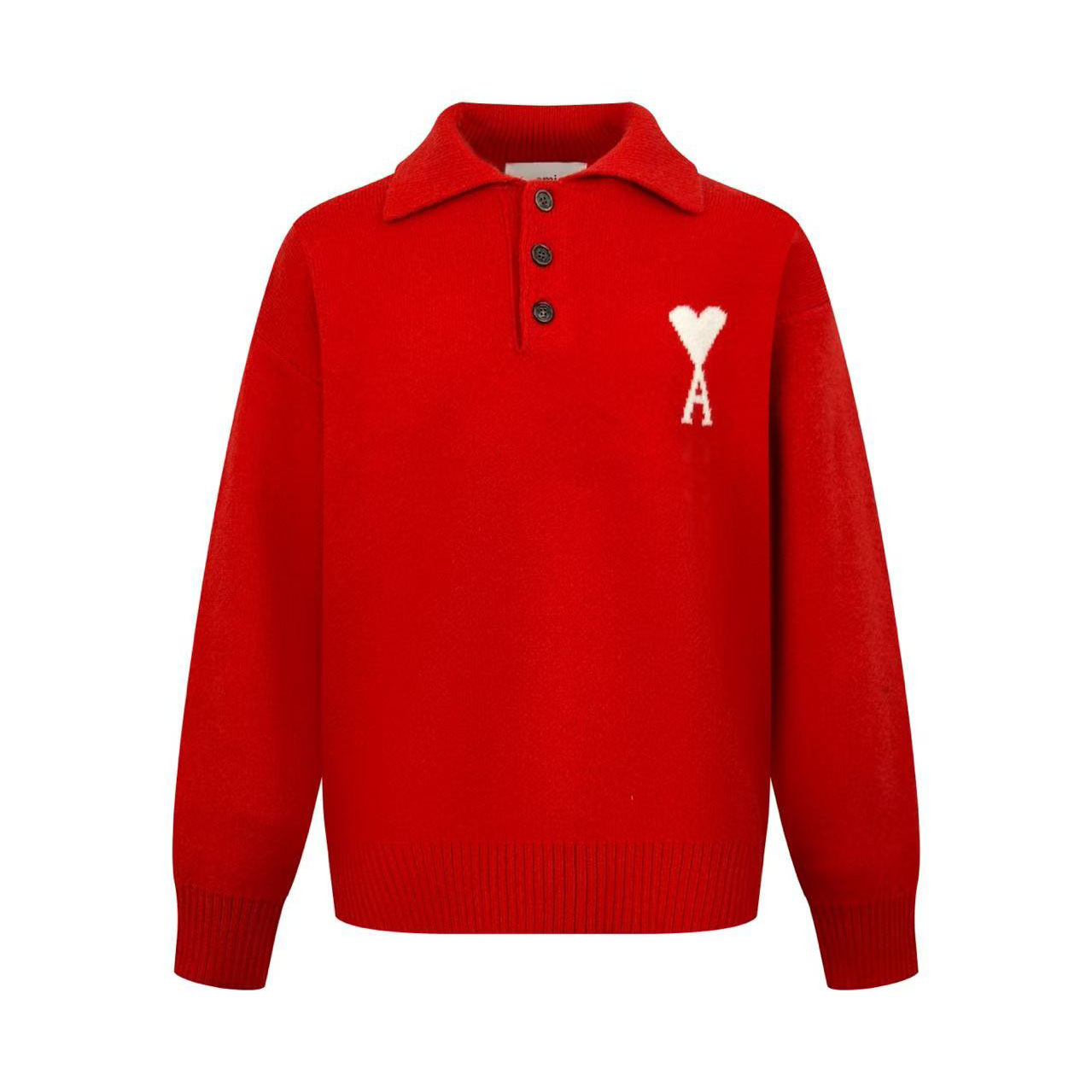 AMI Paris Ami De Coeur Wool Polo Shirt - DesignerGu