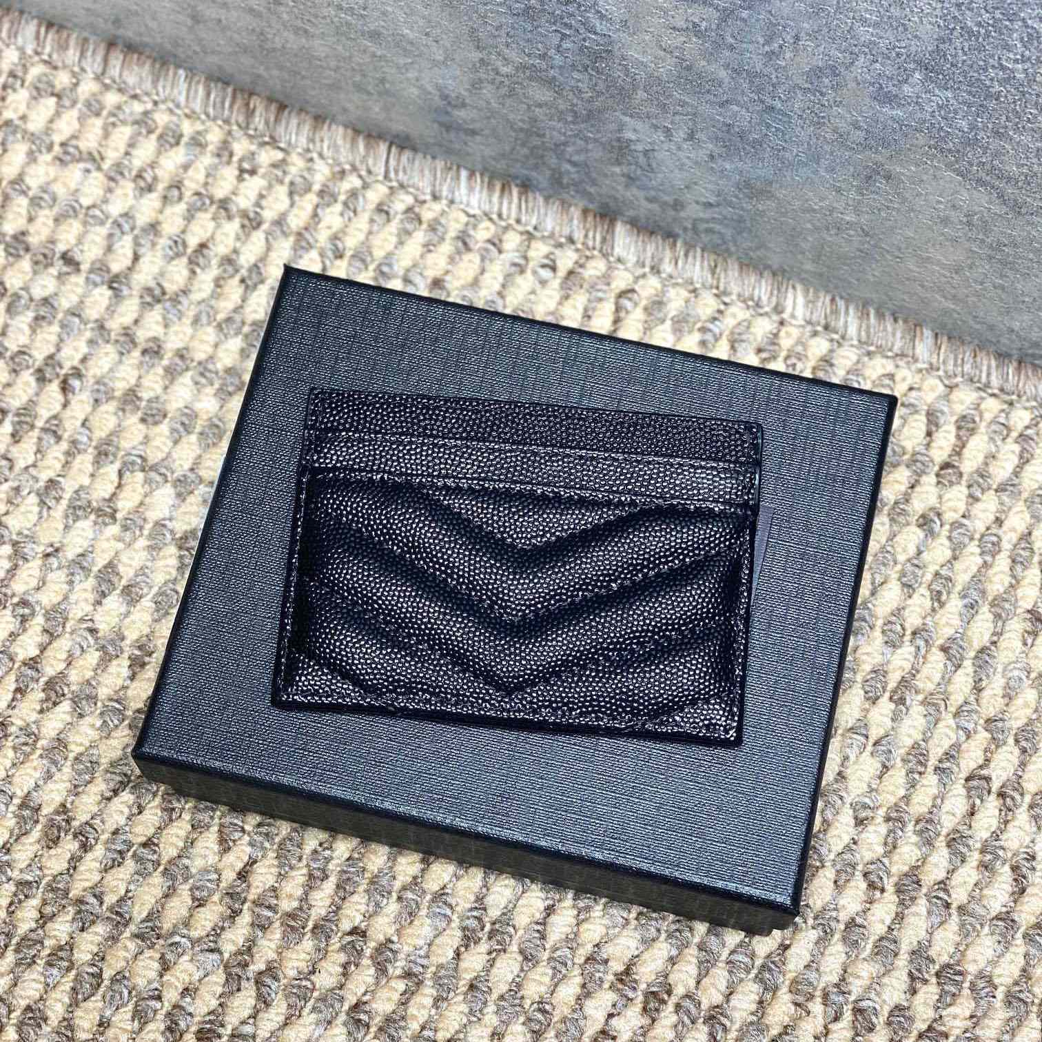 Saint Laurent Cassandre Matelasse Card Case In Grain Dde Poudre Leather - DesignerGu