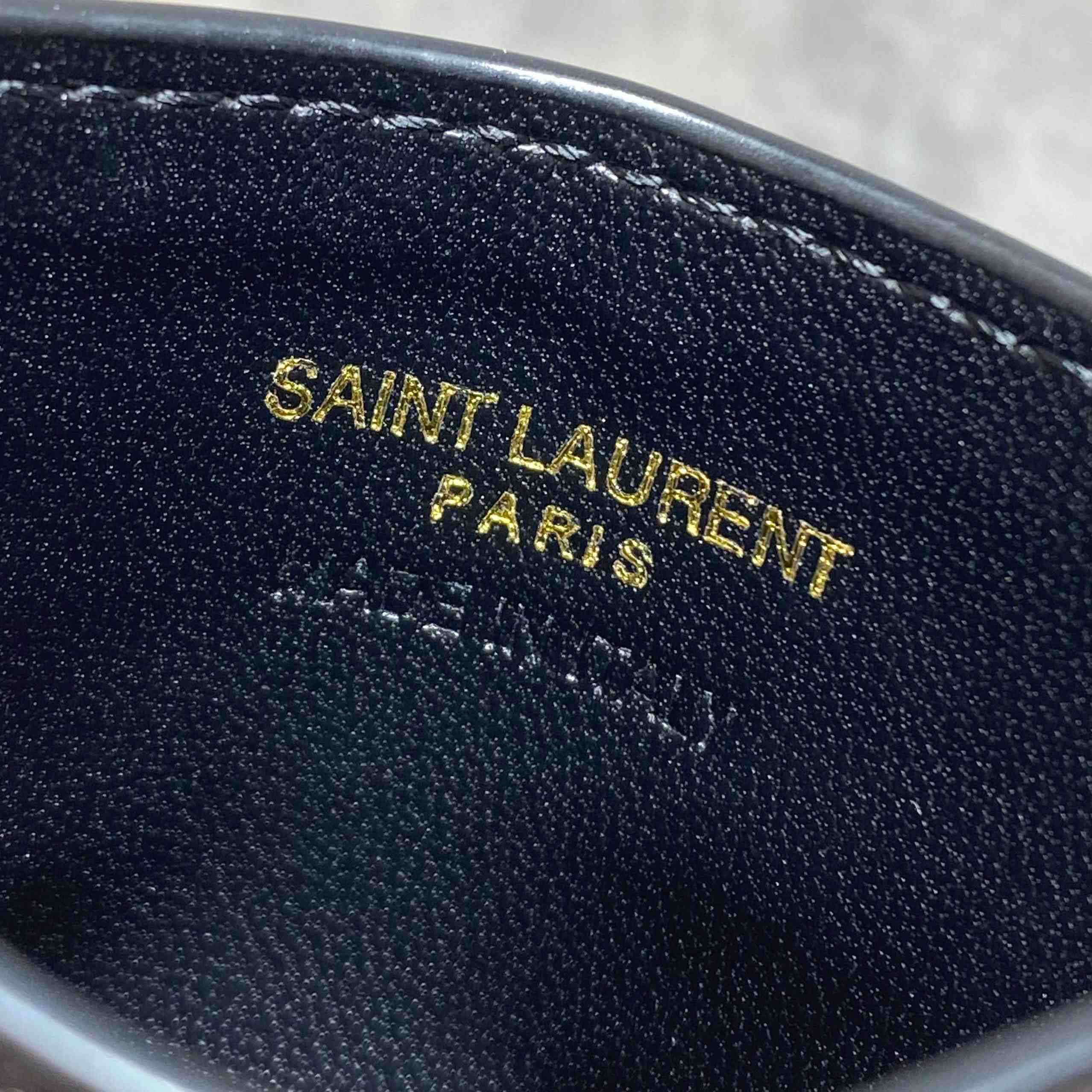Saint Laurent Cassandre Matelasse Card Case In Grain Dde Poudre Leather - DesignerGu