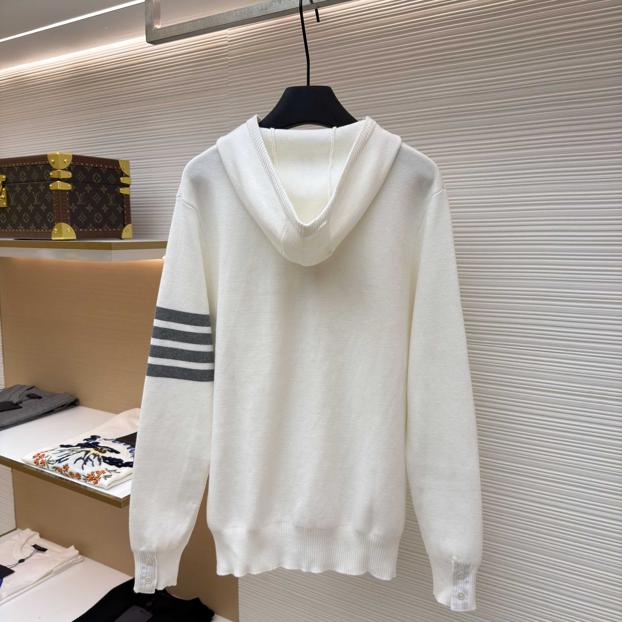 Thom Browne Cotton Ottoman 4-BAR Zip Hoodie - DesignerGu