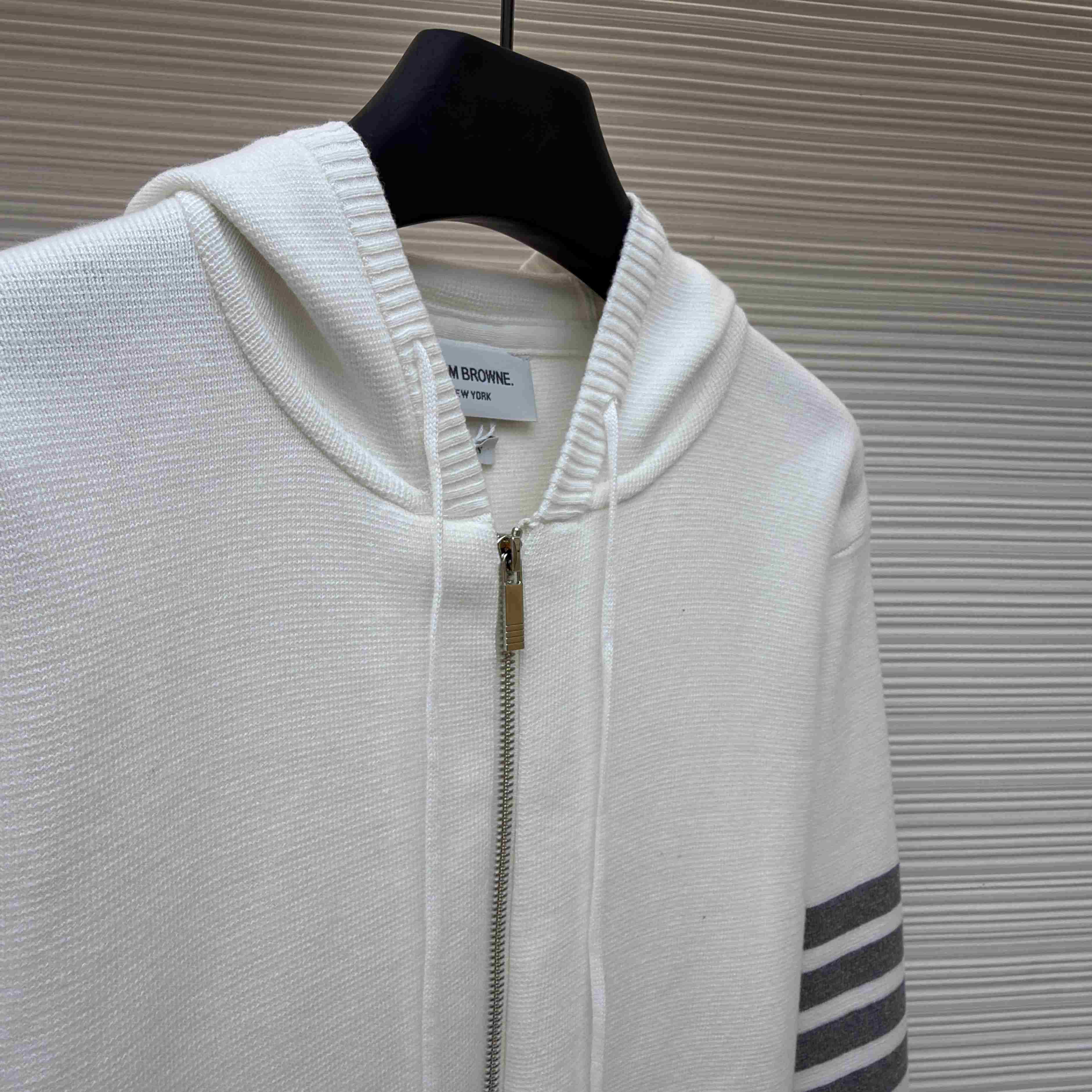 Thom Browne Cotton Ottoman 4-BAR Zip Hoodie - DesignerGu