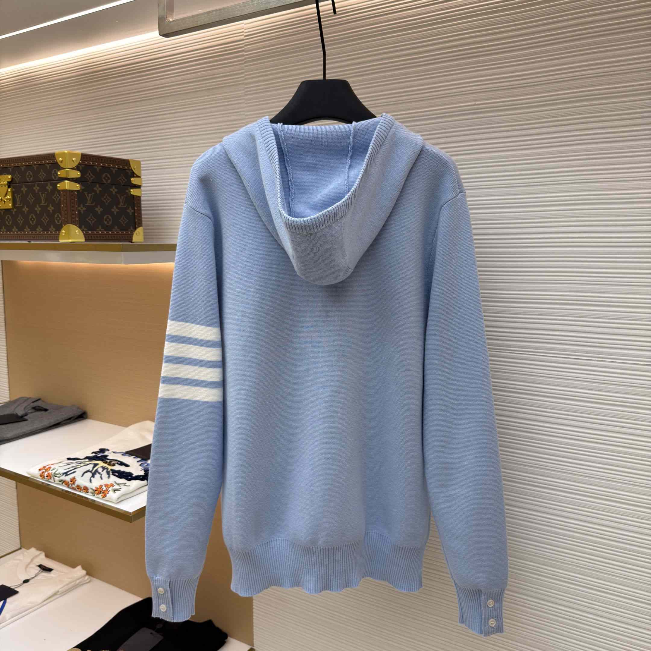 Thom Browne Cotton Ottoman 4-BAR Zip Hoodie - DesignerGu