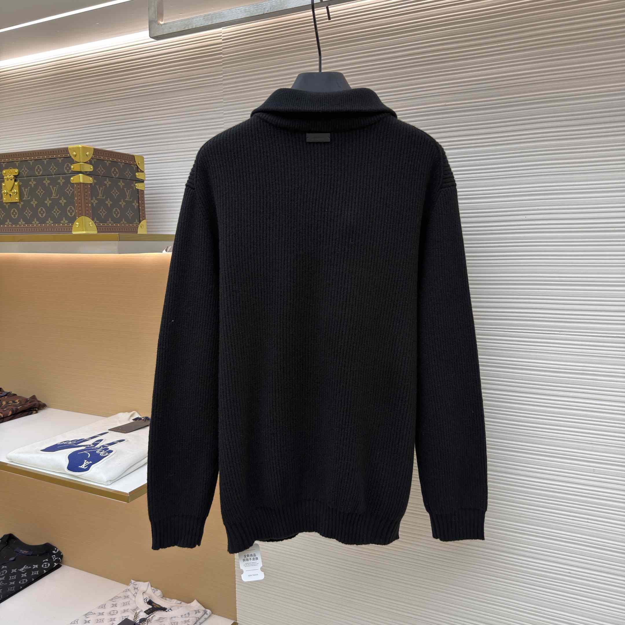 Saint Laurent Half-Zip Sweater In Rib-Knit Wool - DesignerGu