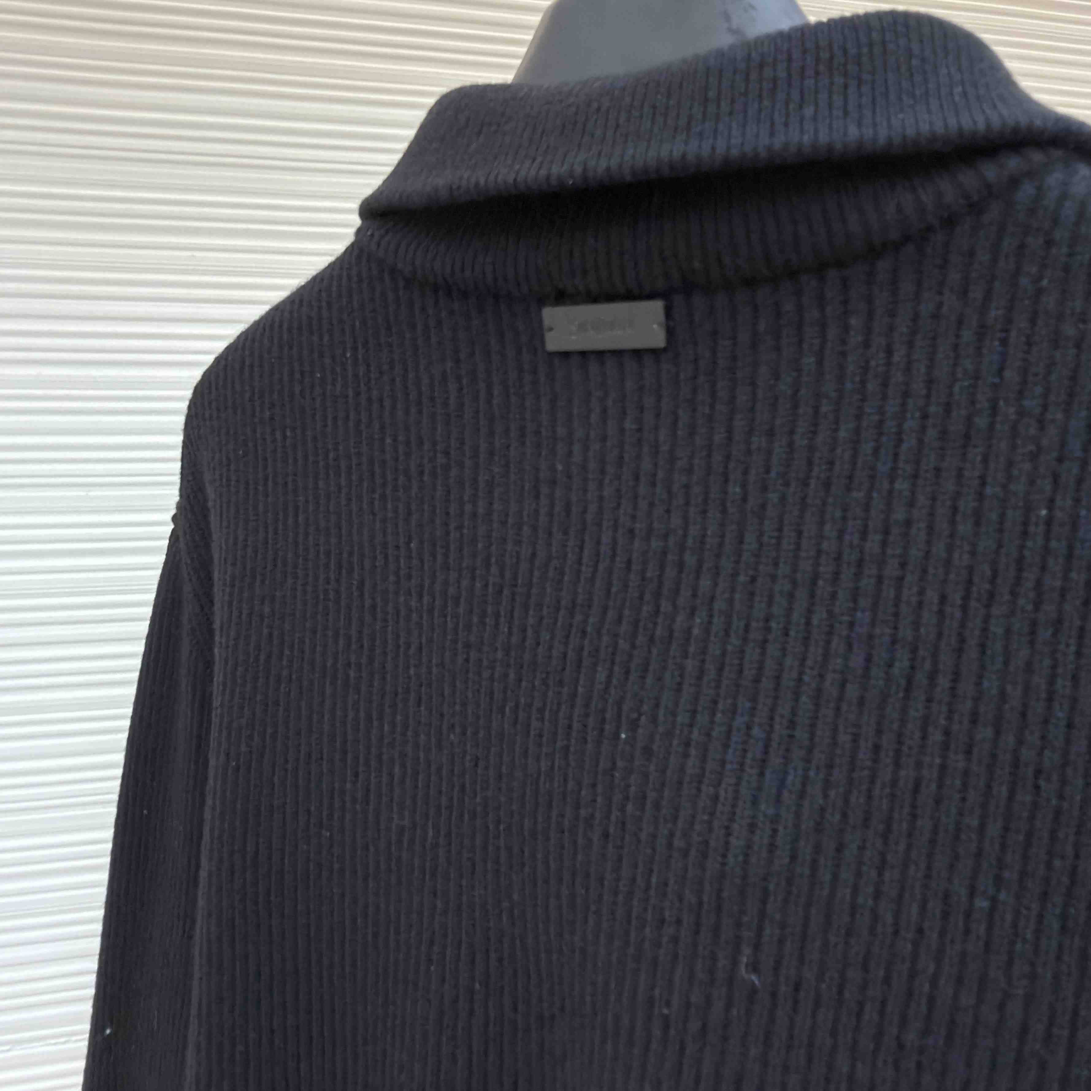 Saint Laurent Half-Zip Sweater In Rib-Knit Wool - DesignerGu