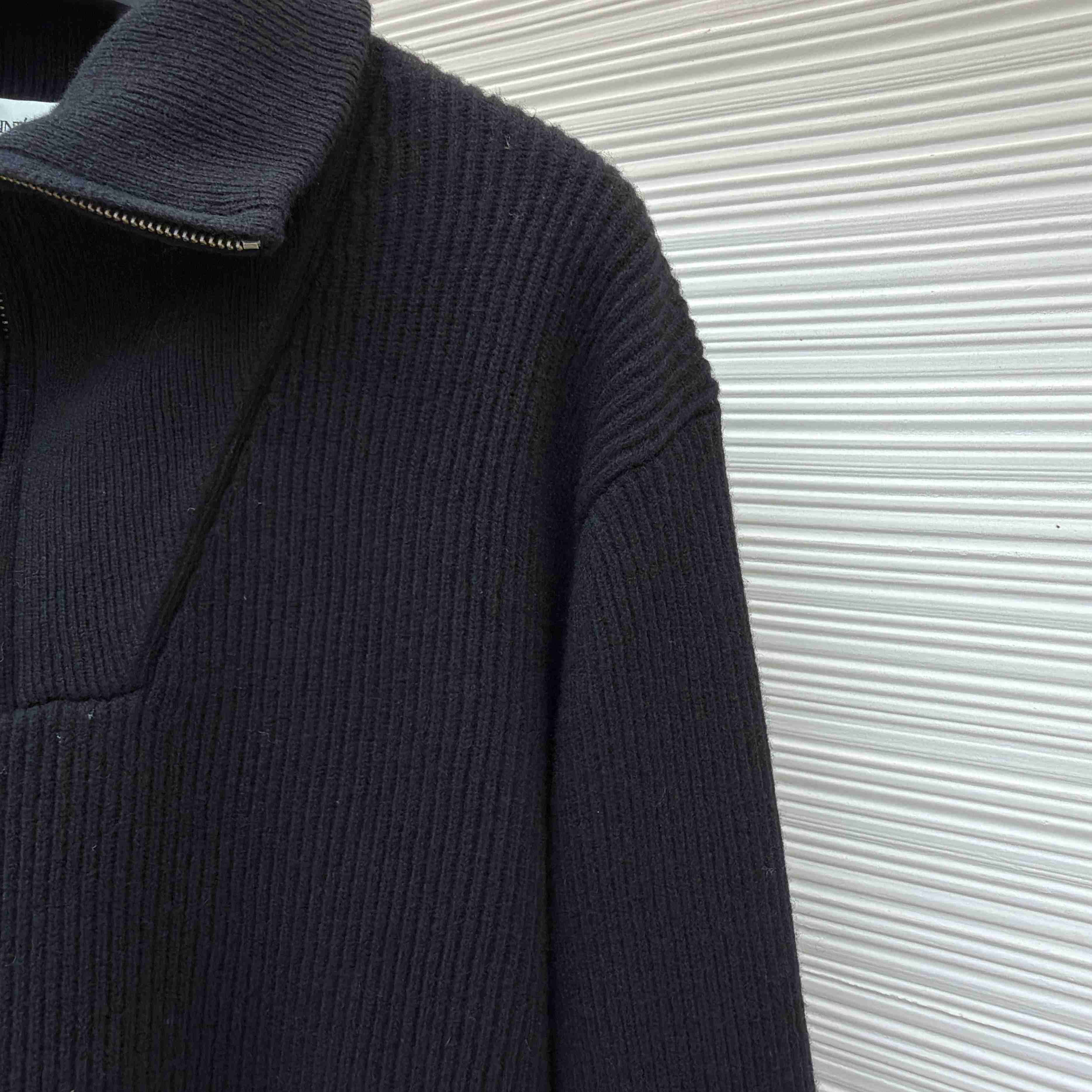 Saint Laurent Half-Zip Sweater In Rib-Knit Wool - DesignerGu