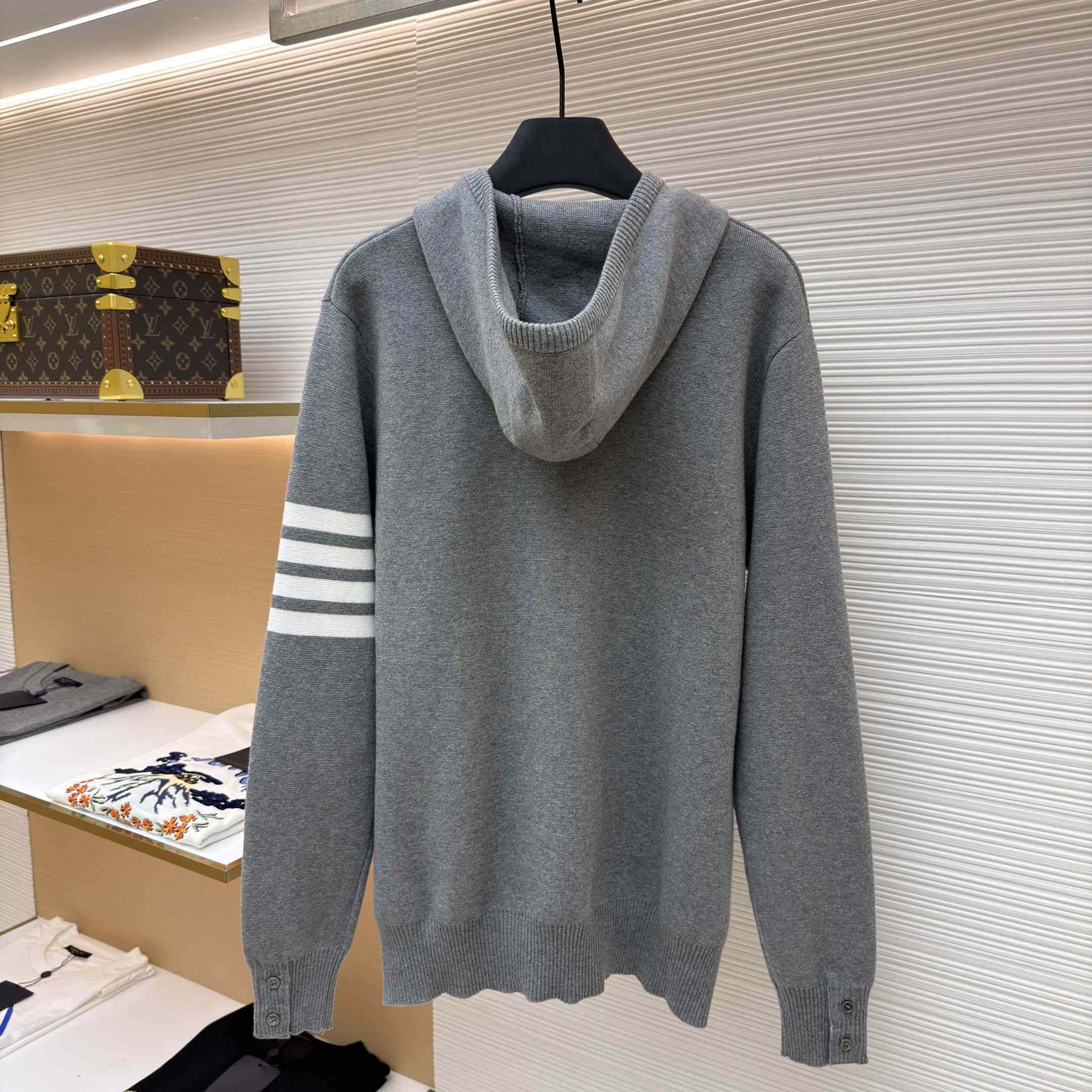 Thom Browne Cotton Ottoman 4-BAR Zip Hoodie - DesignerGu