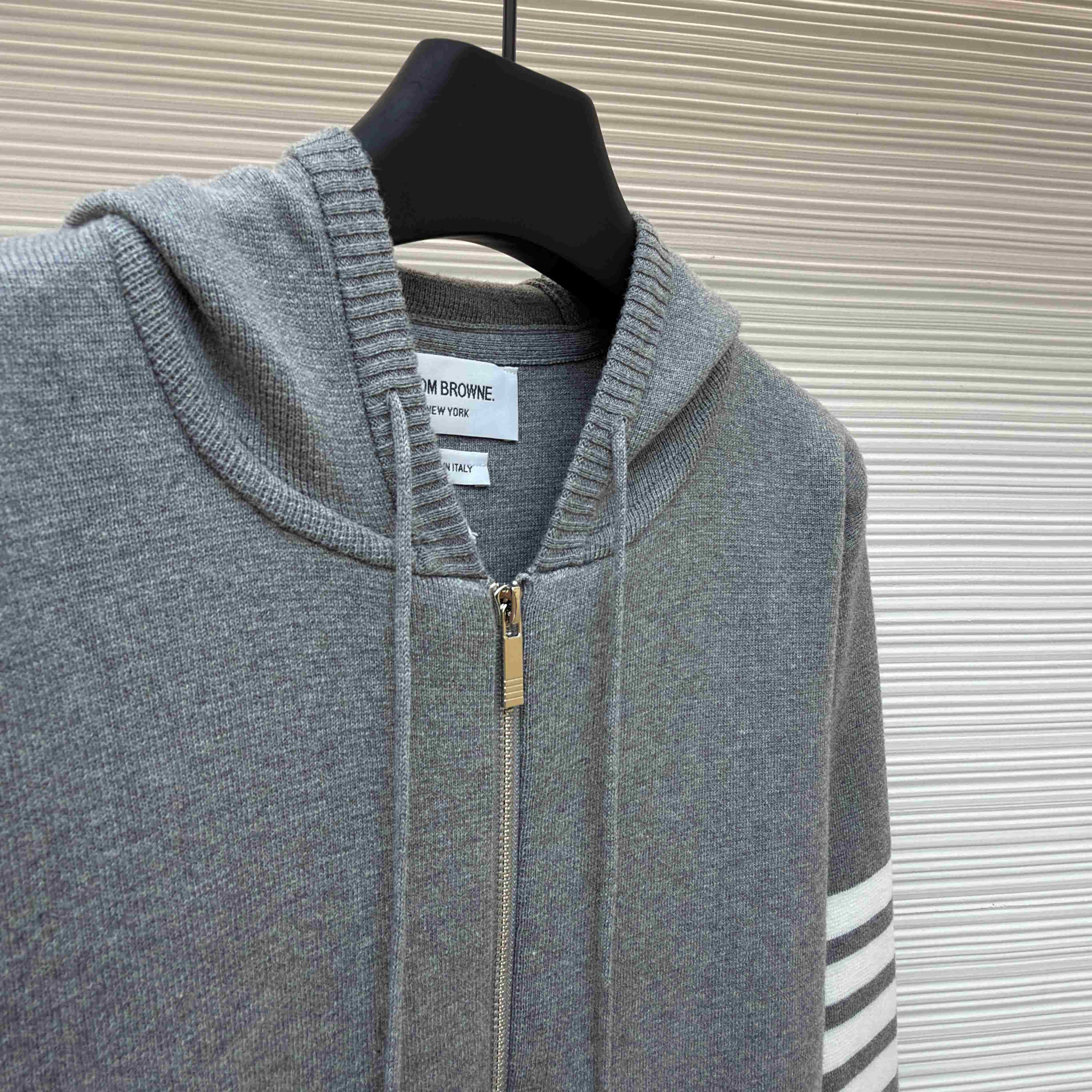 Thom Browne Cotton Ottoman 4-BAR Zip Hoodie - DesignerGu