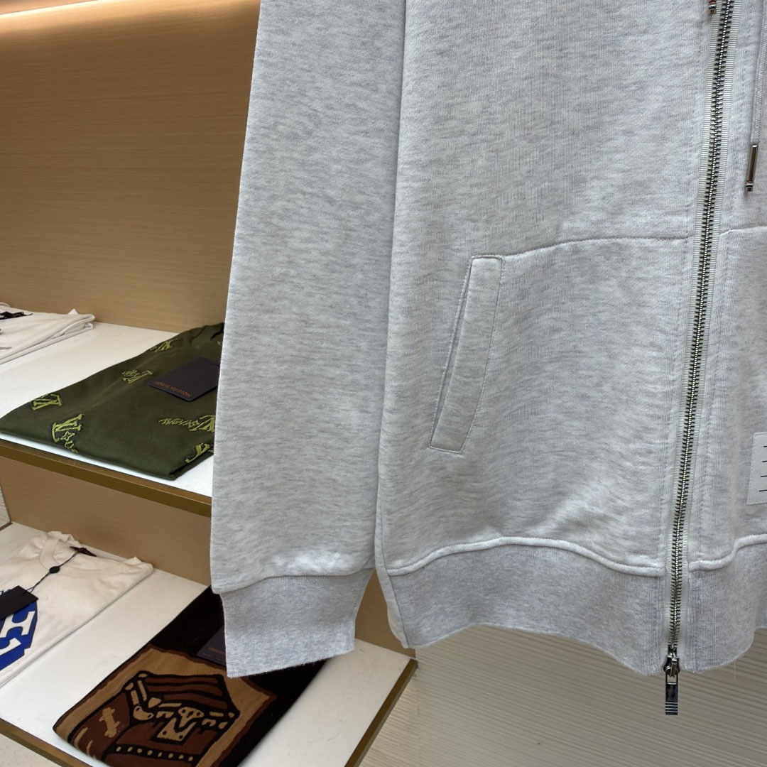 Thom Browne Classic Loopback 4-Bar Zip Up Hoodie - DesignerGu