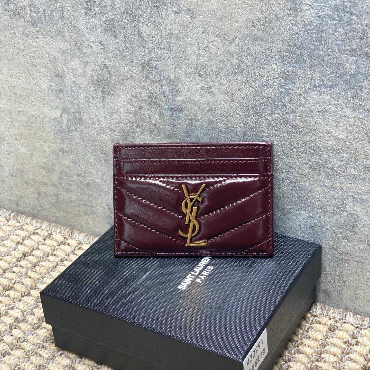 Saint Laurent Lambskin Cassandre Card Holder - DesignerGu