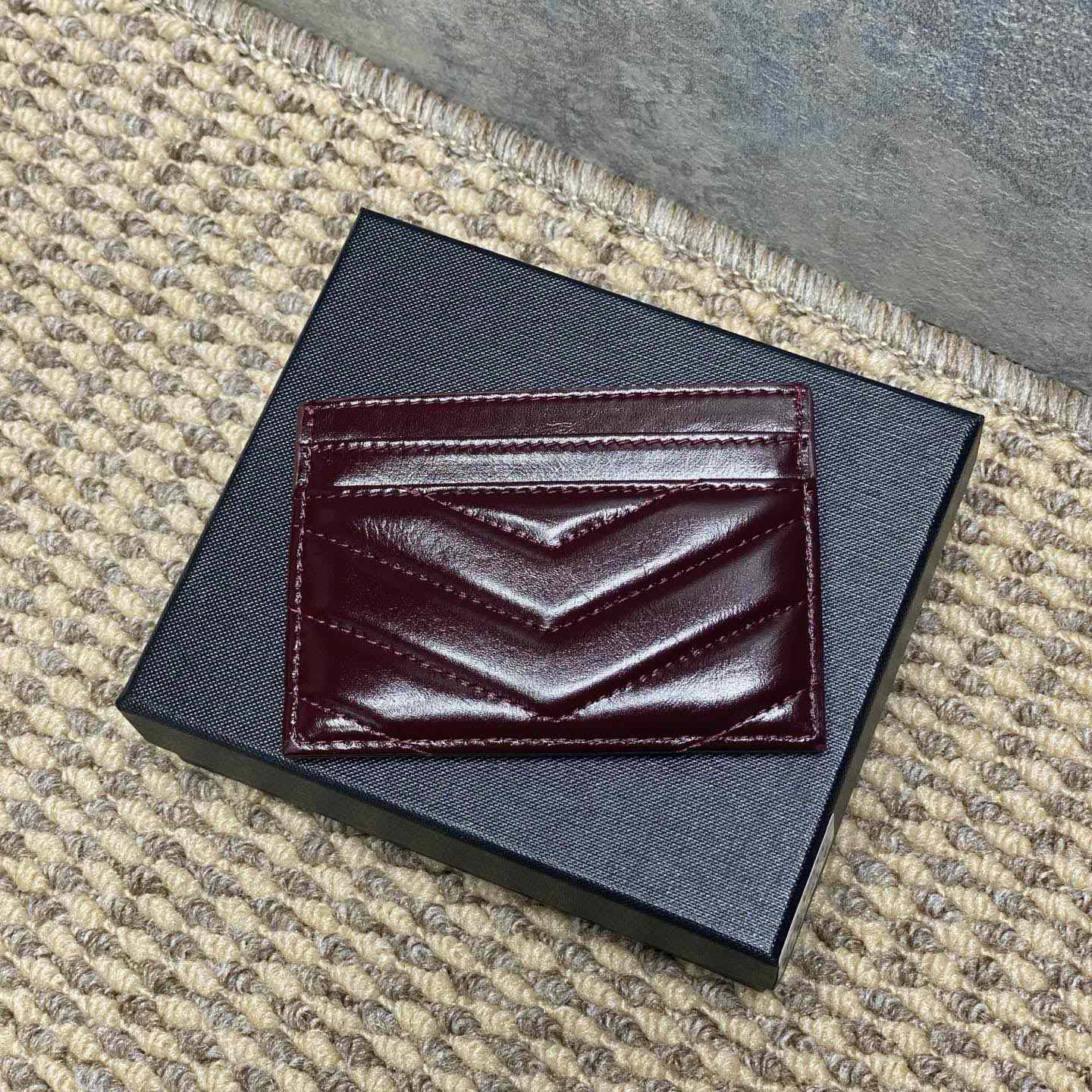 Saint Laurent Lambskin Cassandre Card Holder - DesignerGu