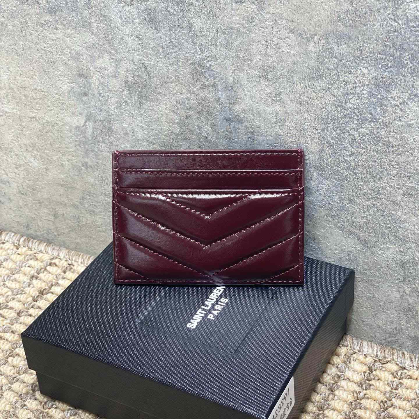 Saint Laurent Lambskin Cassandre Card Holder - DesignerGu