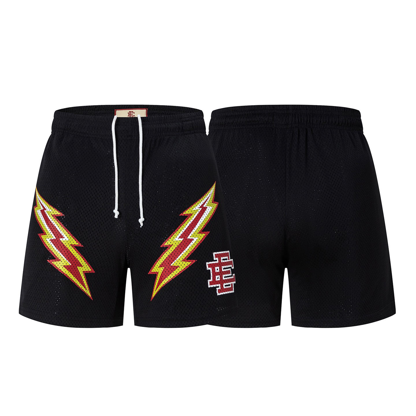 Eric Emanuel EE Basic Lightning Bolt Short 'Black/Yellow/Red' - DesignerGu