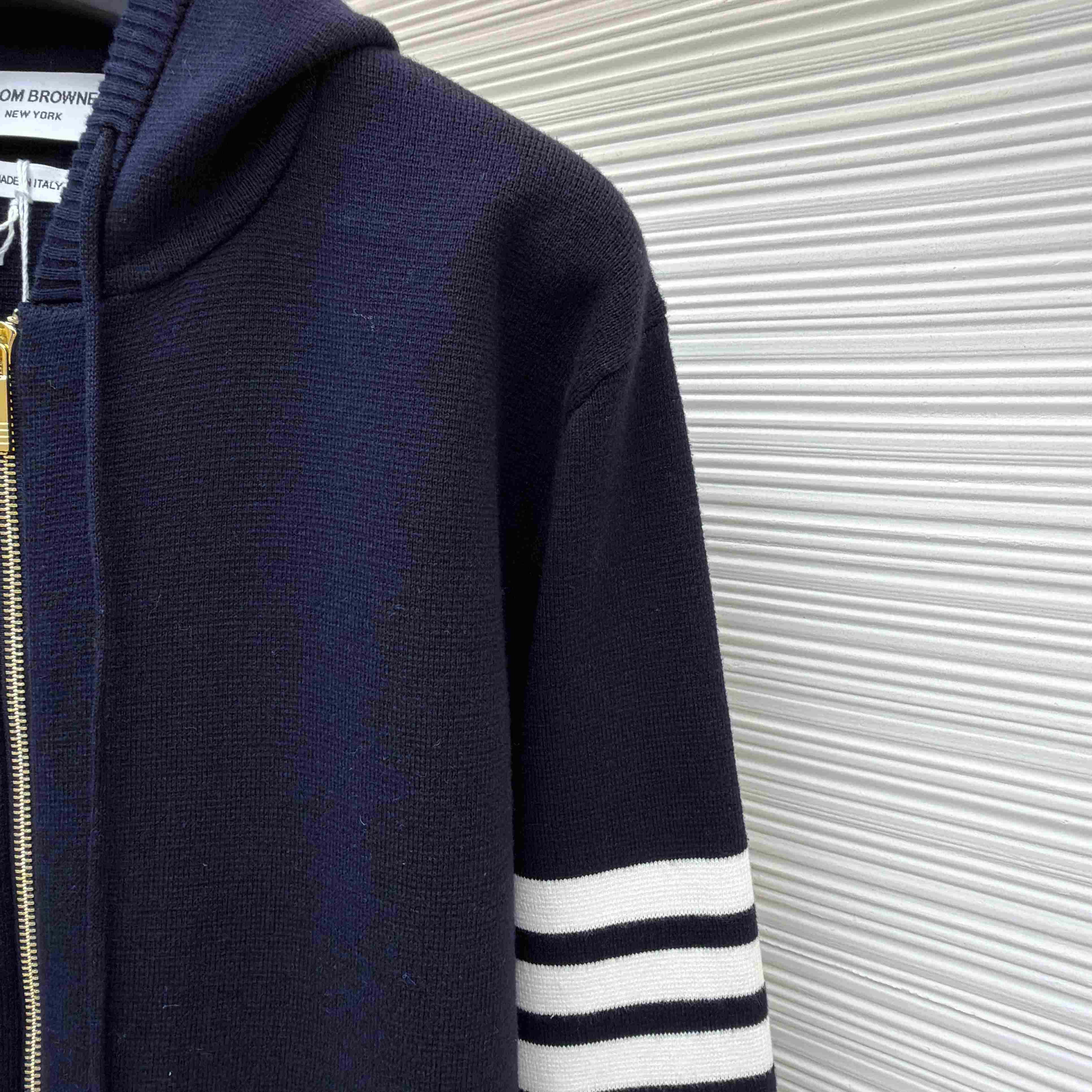 Thom Browne Cotton Ottoman 4-BAR Zip Hoodie - DesignerGu