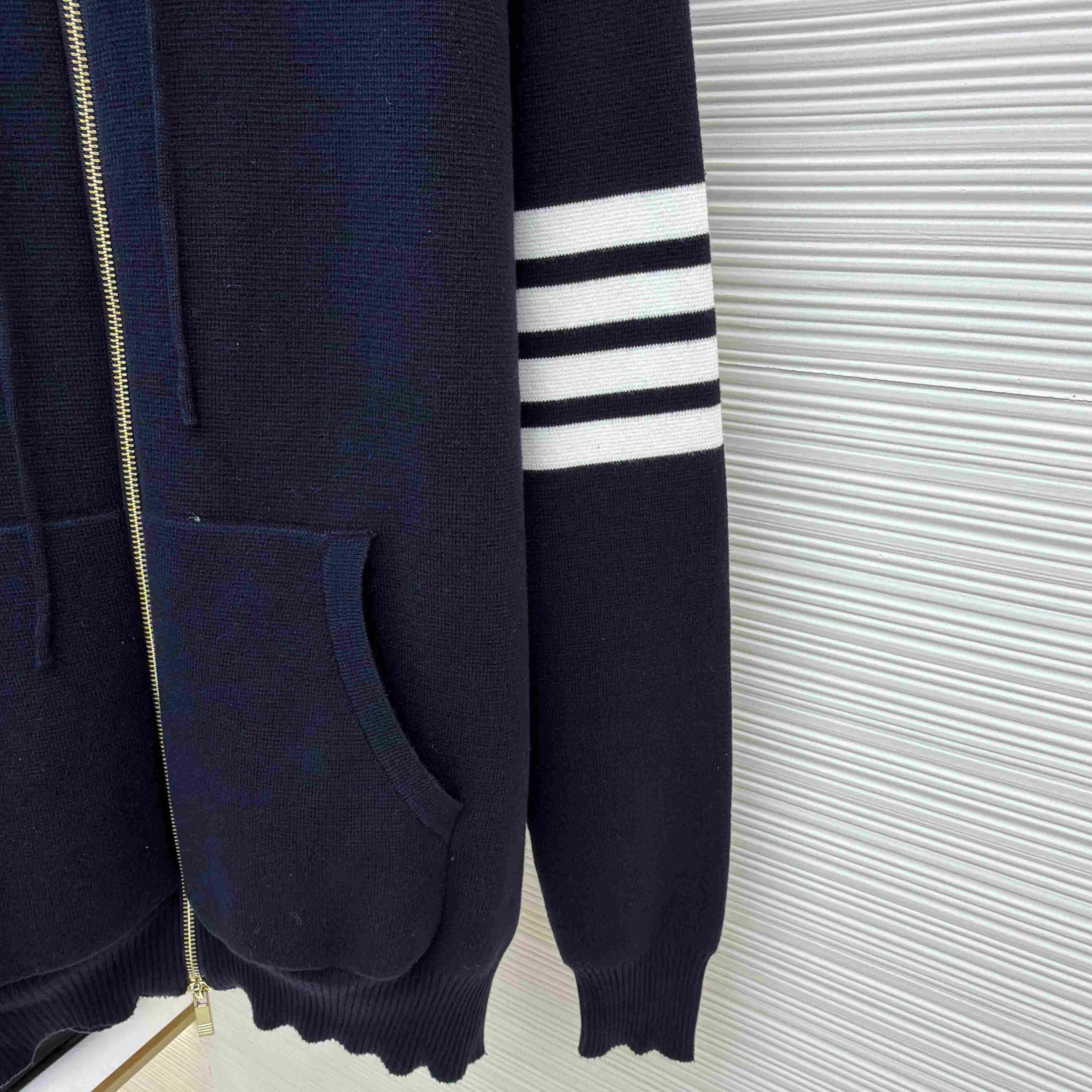 Thom Browne Cotton Ottoman 4-BAR Zip Hoodie - DesignerGu
