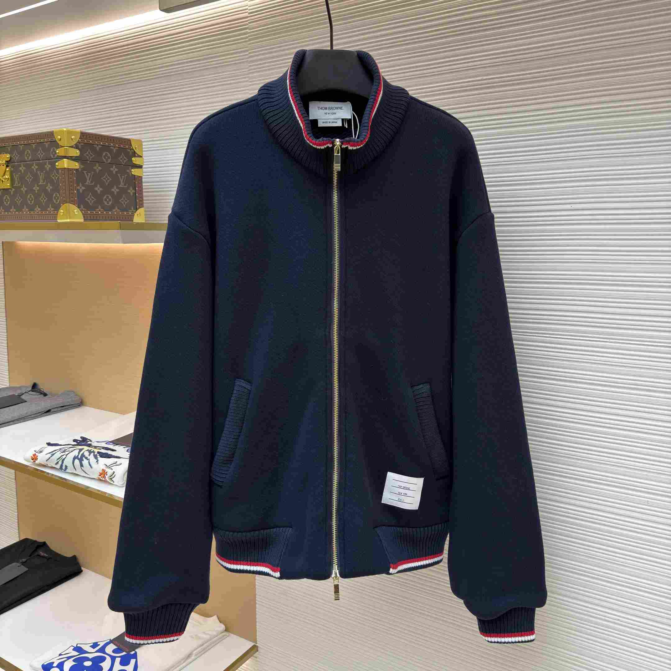 Thom Browne Loopback Oversized RWB Stripe Jacket - DesignerGu