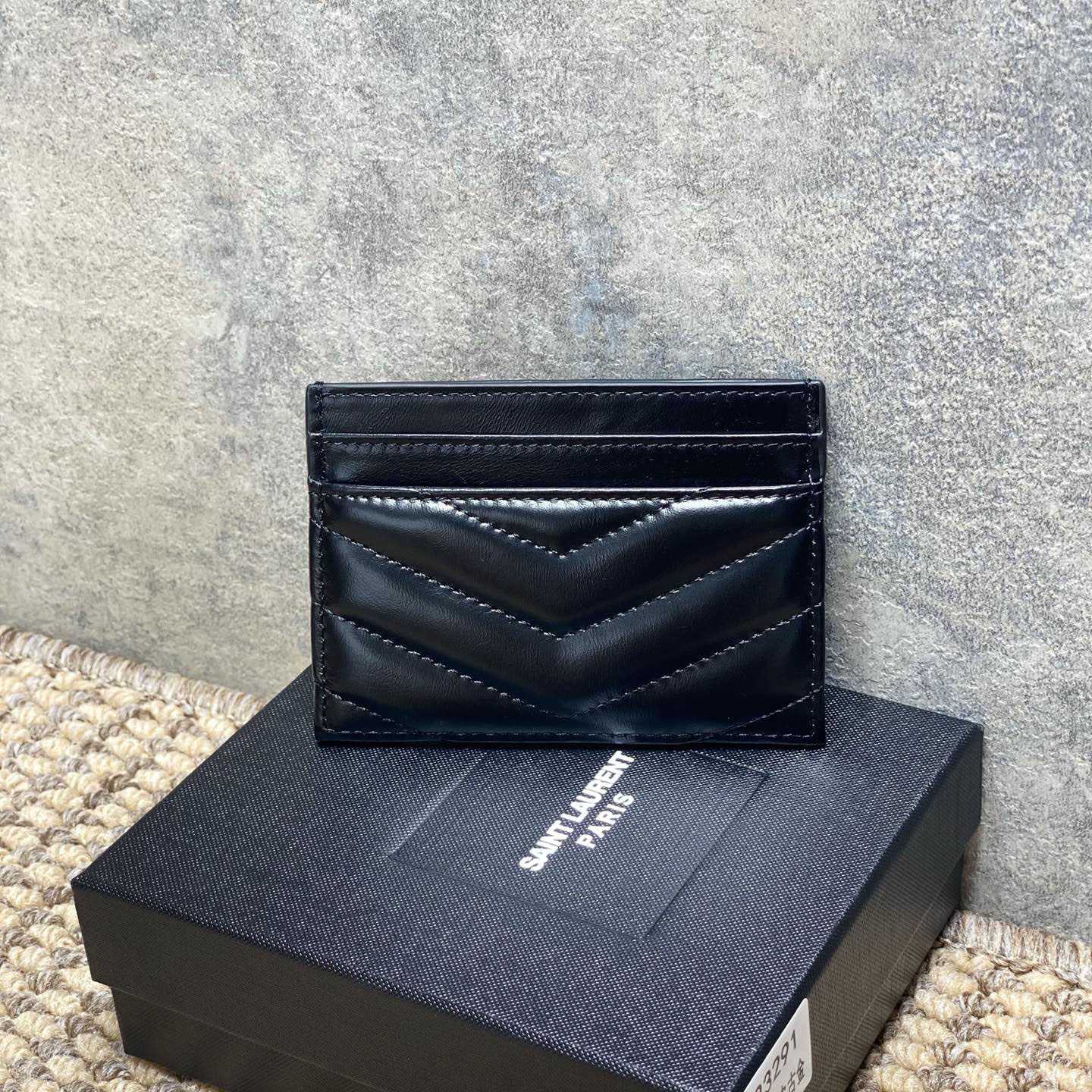 Saint Laurent Lambskin Cassandre Card Holder - DesignerGu