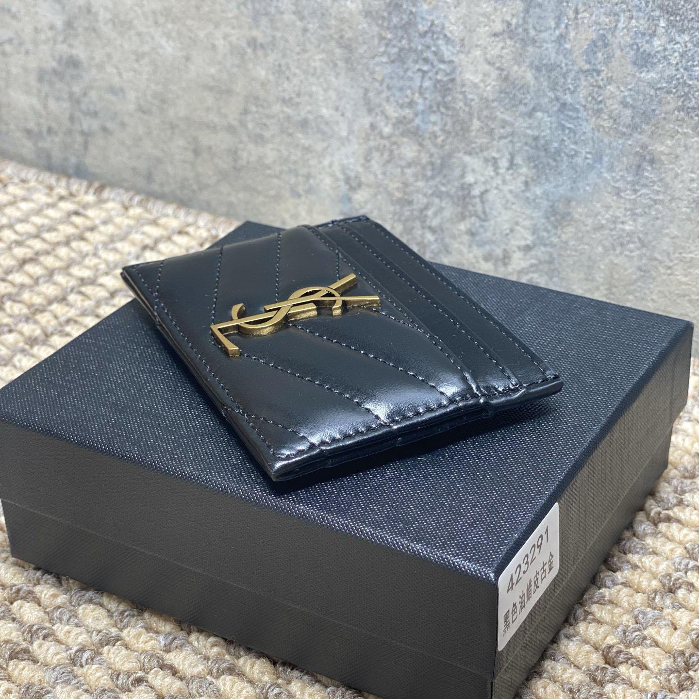 Saint Laurent Lambskin Cassandre Card Holder - DesignerGu