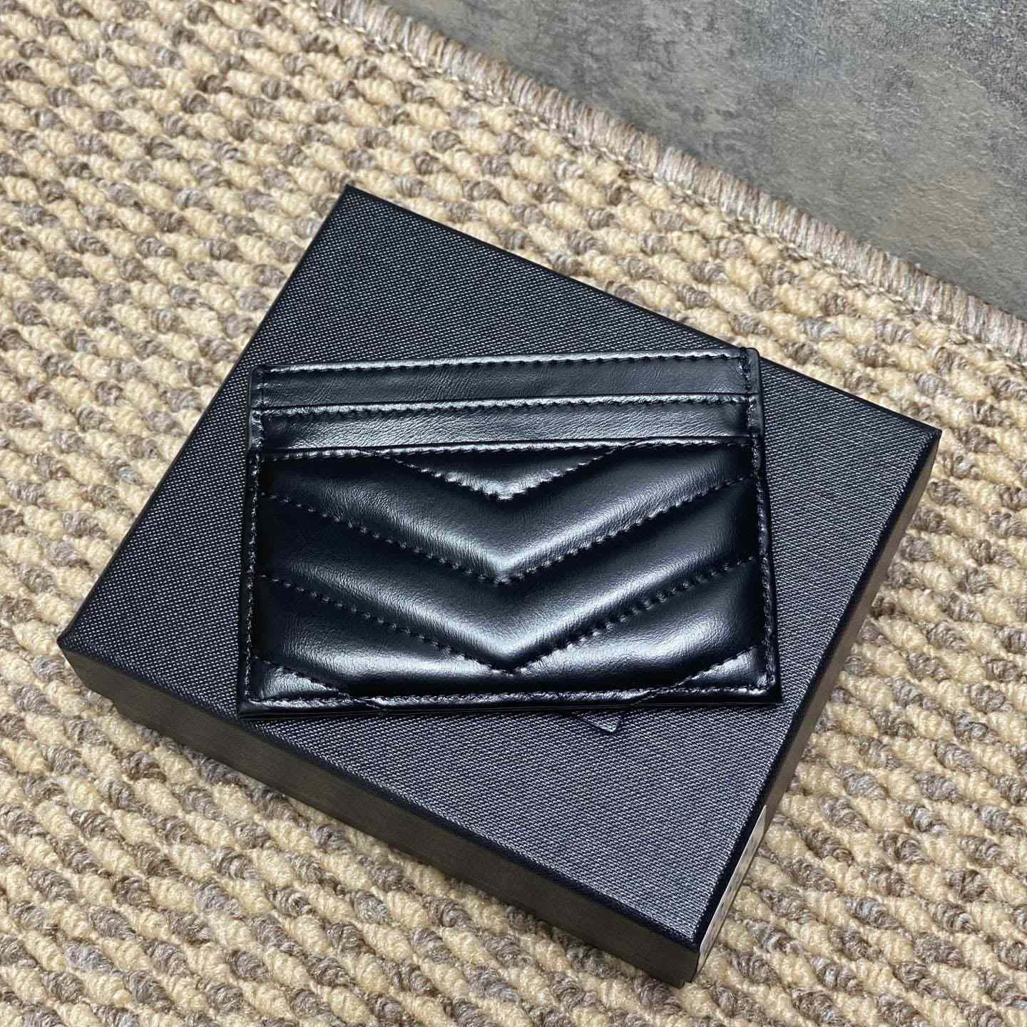 Saint Laurent Lambskin Cassandre Card Holder - DesignerGu