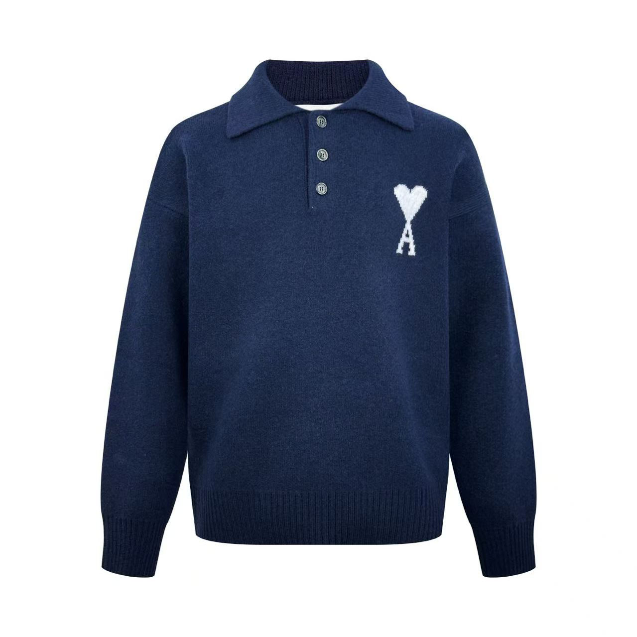AMI Paris Ami De Coeur Wool Polo Shirt - DesignerGu
