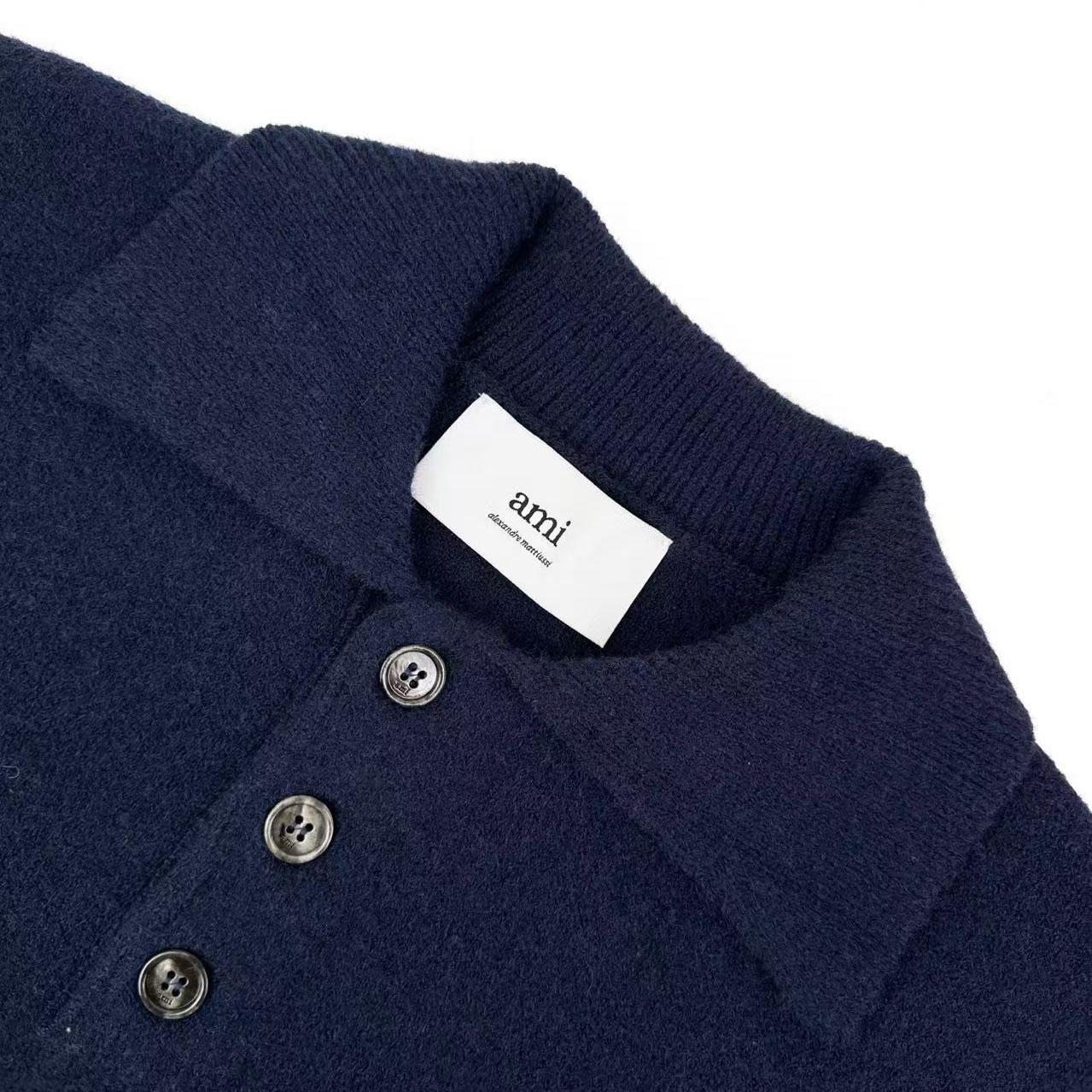 AMI Paris Ami De Coeur Wool Polo Shirt - DesignerGu