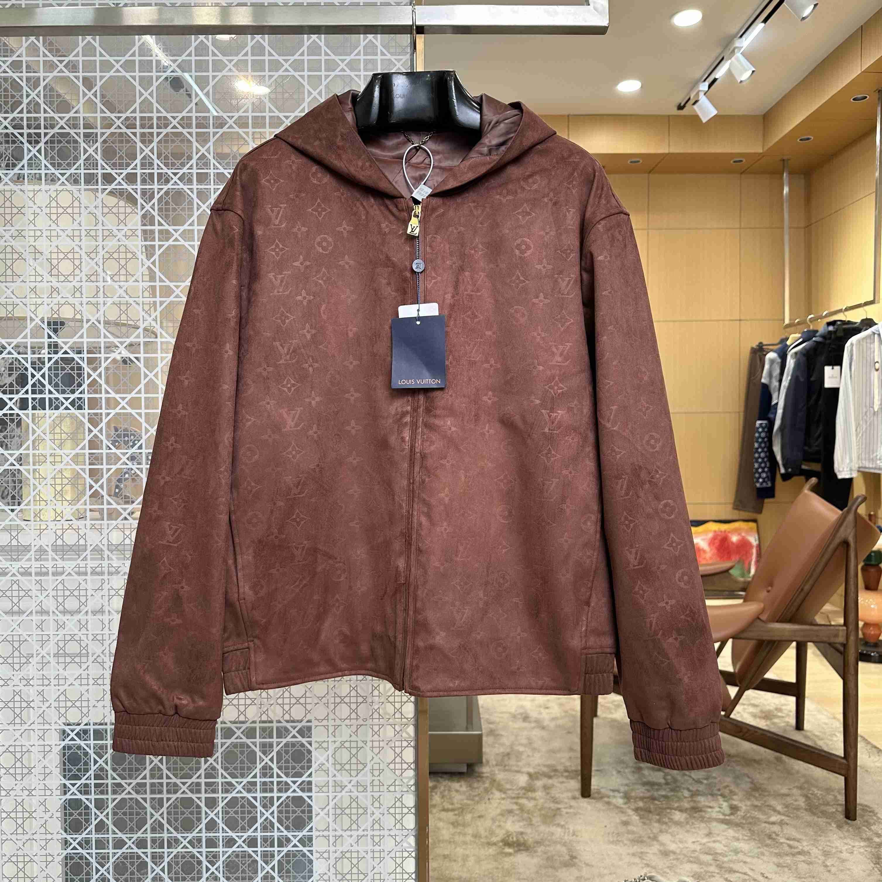 Louis Vuitton Monogram Embossed Suede Hoodie 1AJVJI - DesignerGu