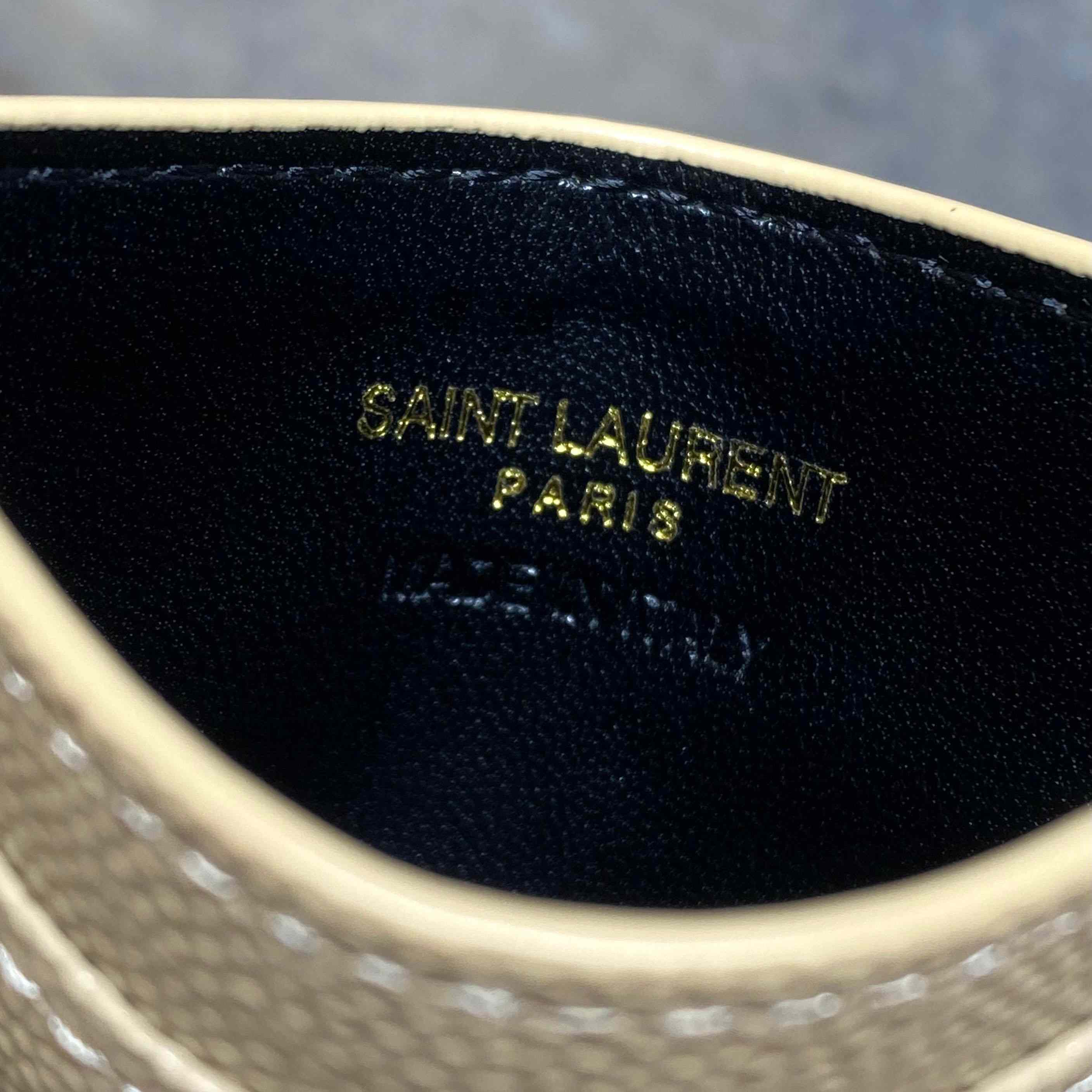 Saint Laurent Cassandre Matelasse Card Case In Grain Dde Poudre Leather - DesignerGu