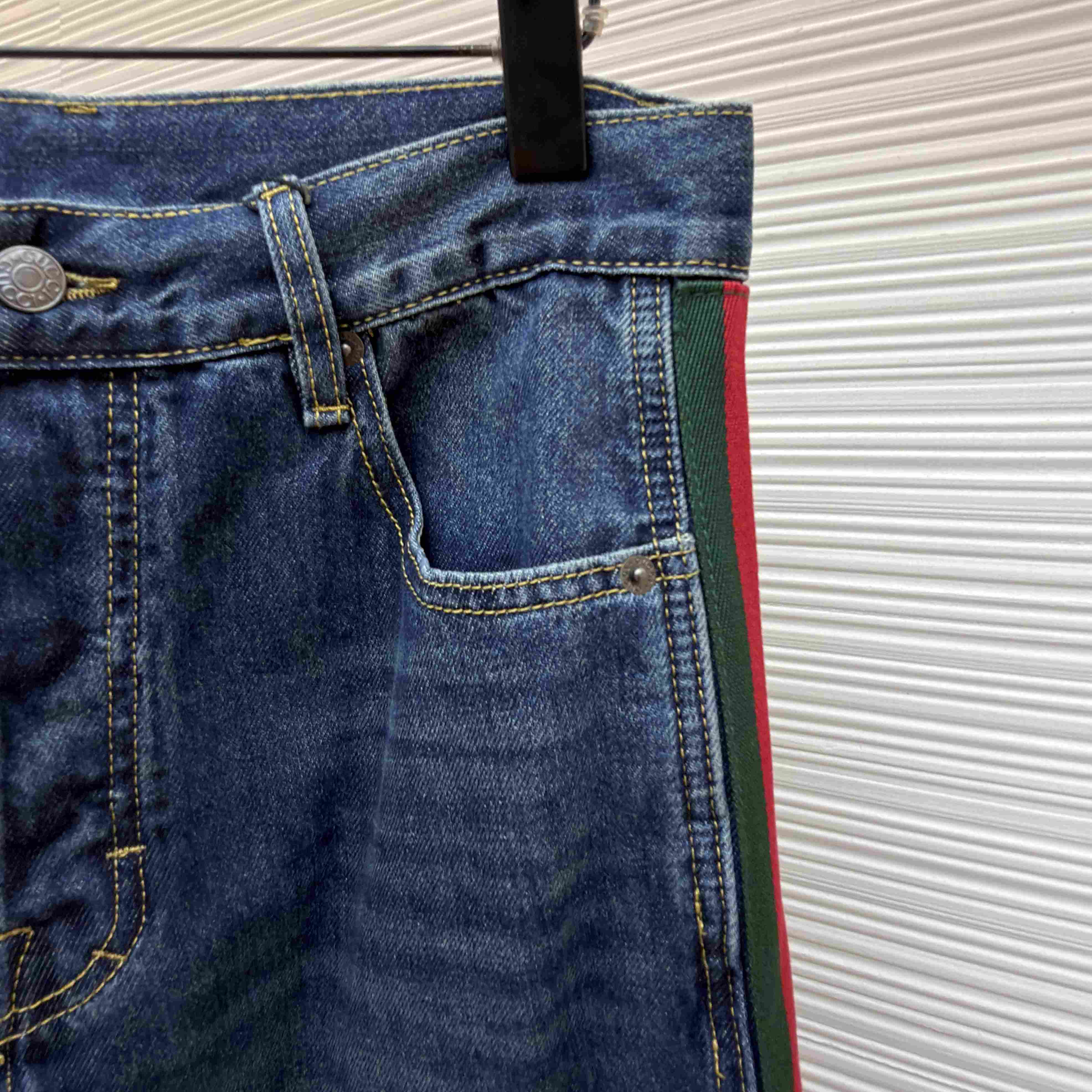 Gucci Cotton Denim Pants With Web Insert - DesignerGu