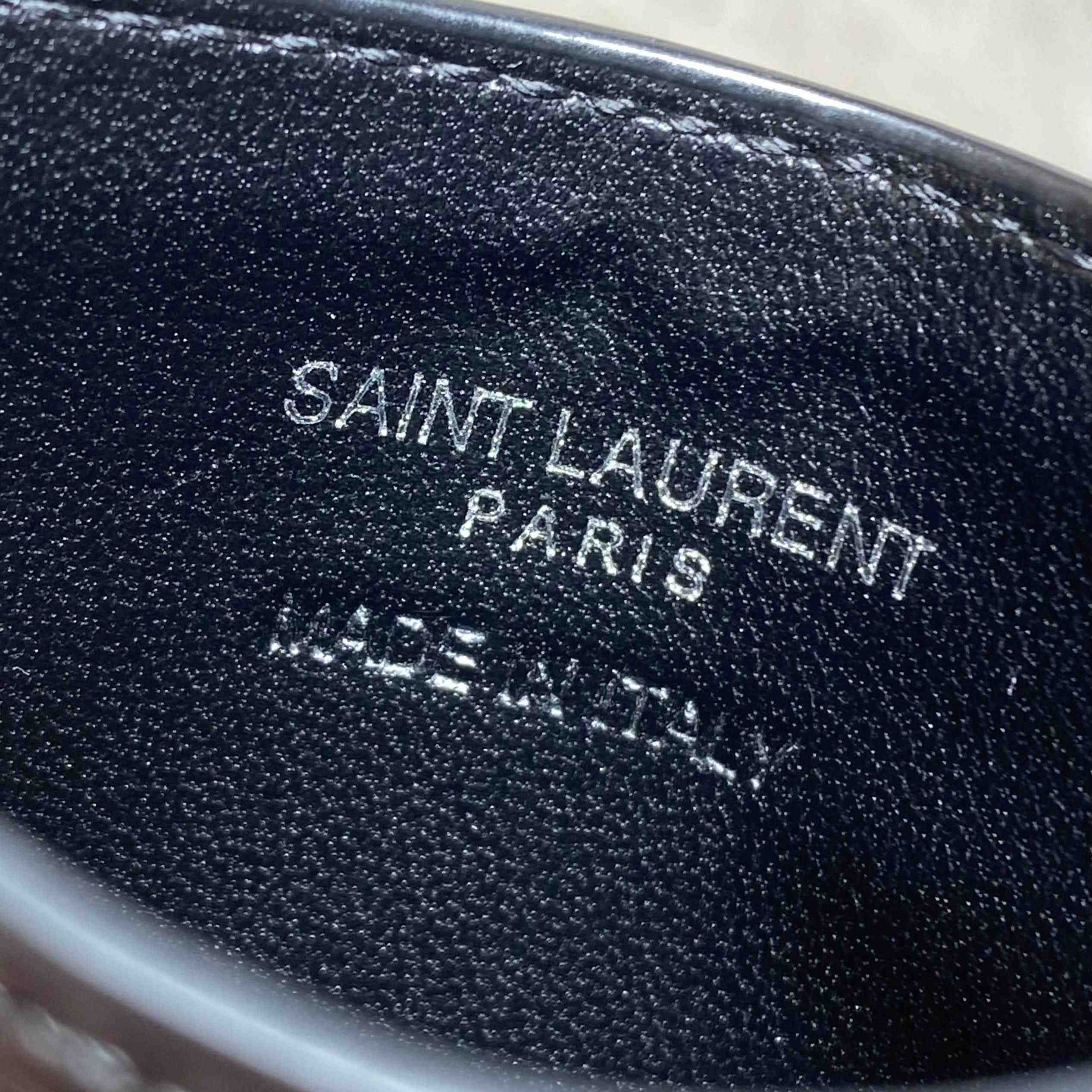 Saint Laurent Cassandre Card Case In Crocodile-Embossed Shiny Leather - DesignerGu