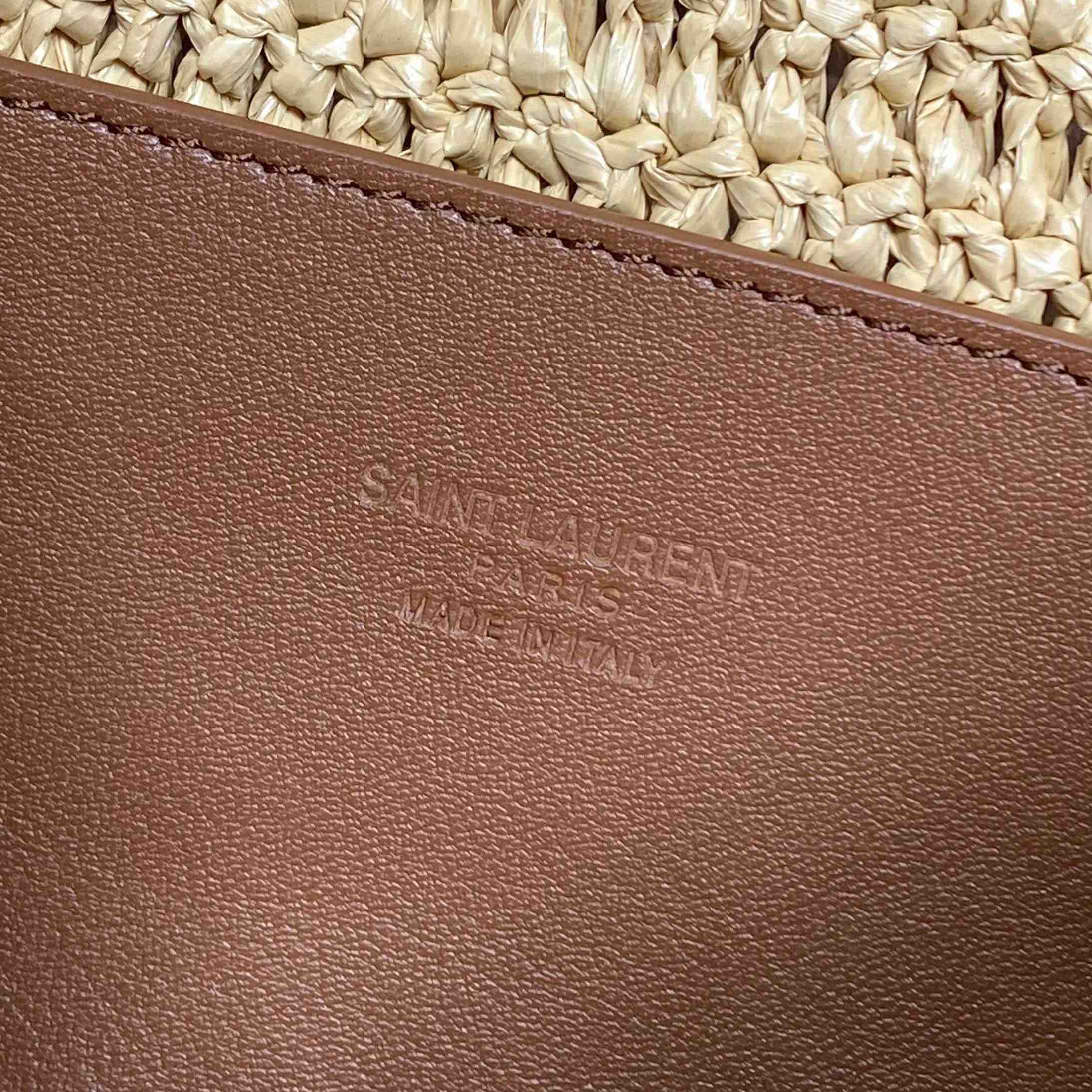 Saint Laurent Cassandre Large Envelope Pouch In Raffia - DesignerGu