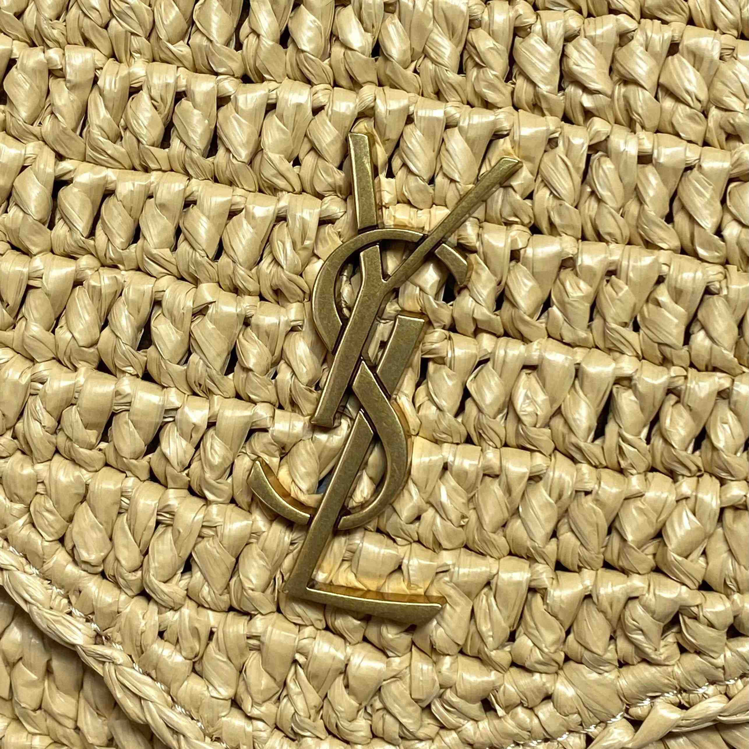 Saint Laurent Cassandre Large Envelope Pouch In Raffia - DesignerGu