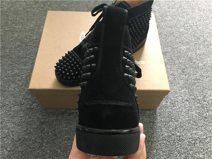 Limited Version Christian Louboutin Louis Spikes Black Orlato Suede Sneakers - DesignerGu