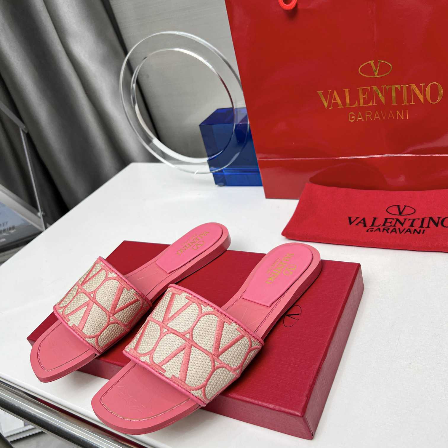 Valenti  Toile Iconographe Slide Sandal  - DesignerGu
