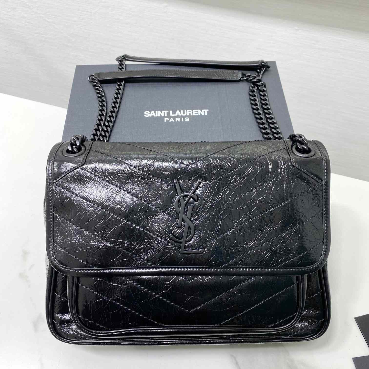 Saint Laurent Niki Medium Chain Bag In Crinkled Vintage Leather  - DesignerGu